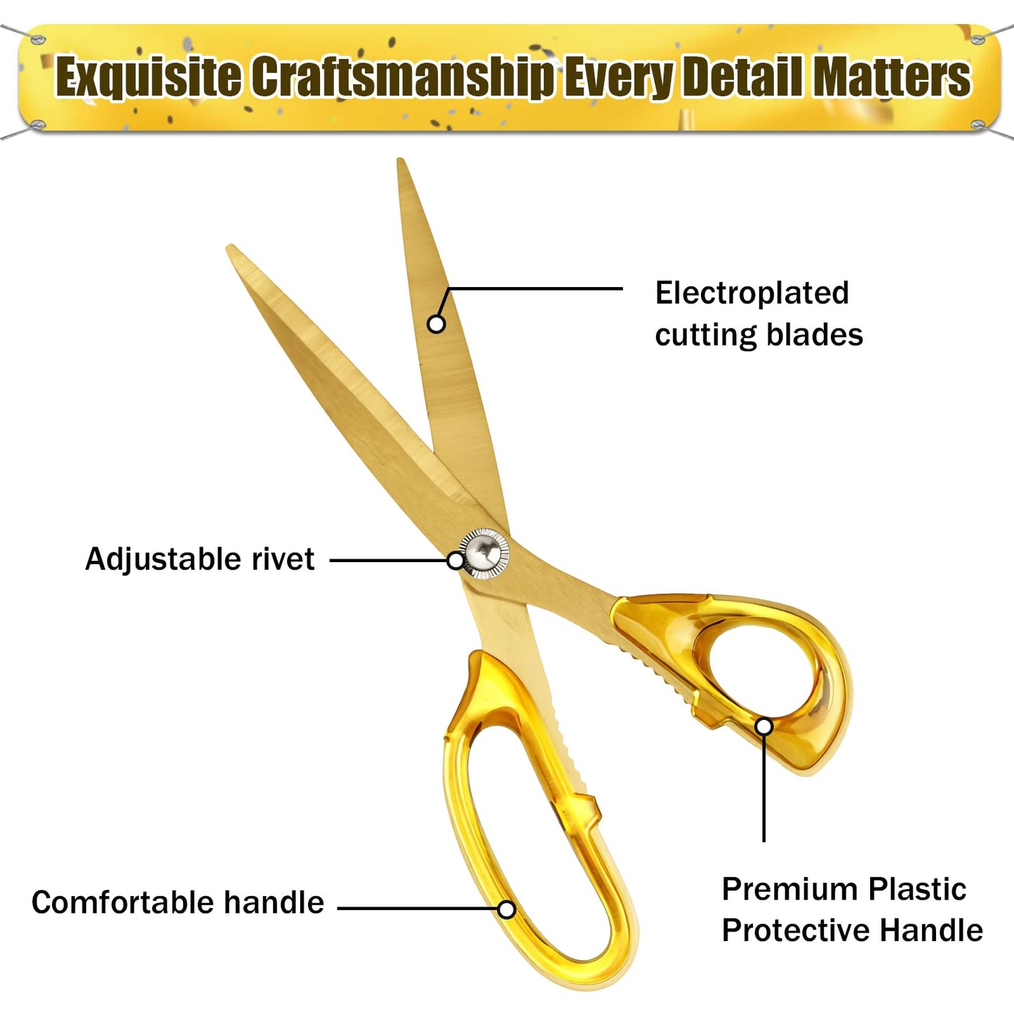Ribbon Cutting Ceremony Kit with Large Gold Scissors, 157" Red Ribbon, 12" Decorative Bow, and White Gloves for Grand Openings and Business Events (10.2")