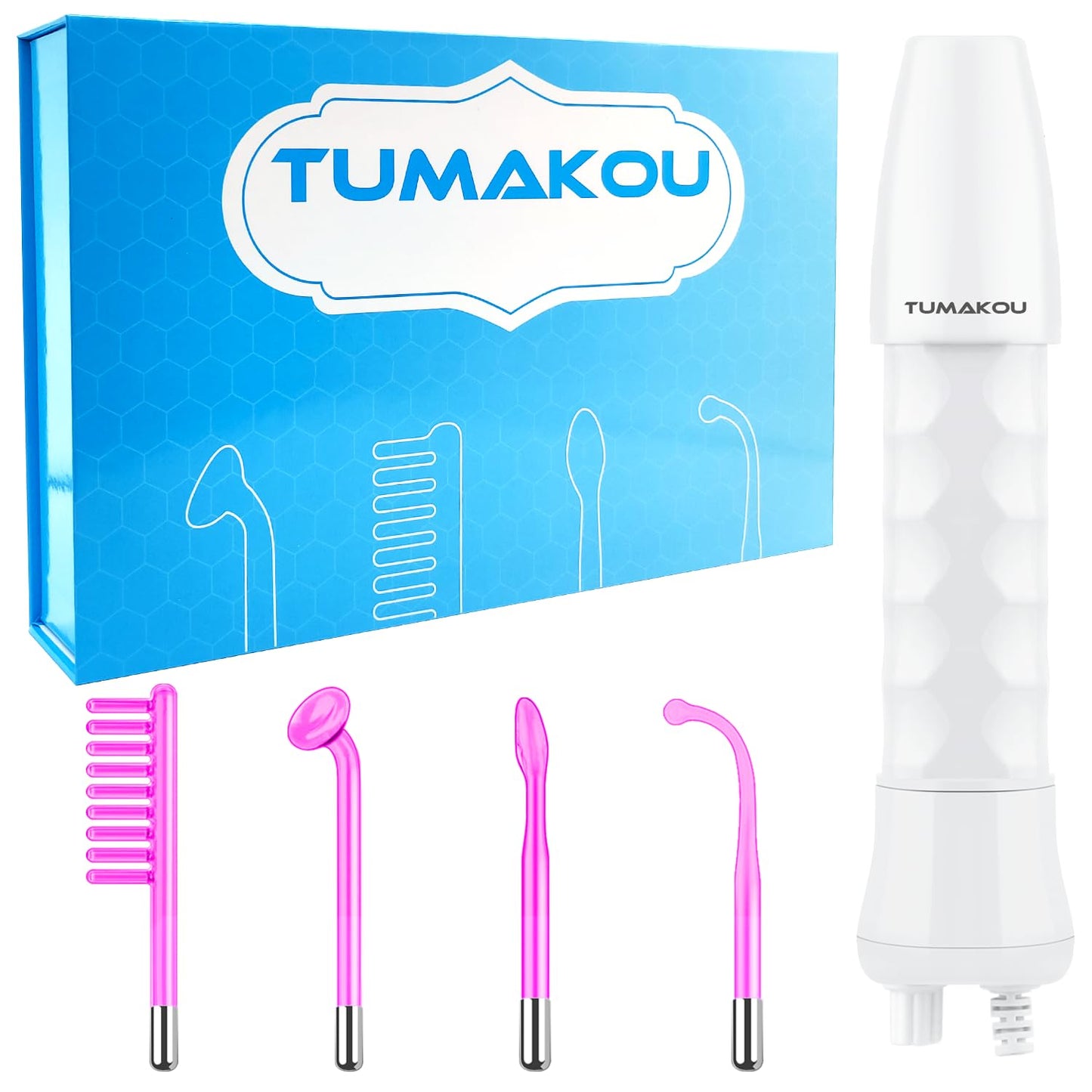 Facial Massager High Frequency Facial Device Wand - TUMAKOU Violet High Frequency Skin Face Machine with 4 Purple Tubes