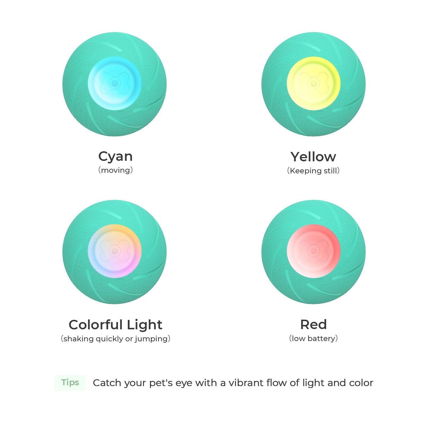 Cheerble Smart Interactive Dog Toys,[Enhanced Rubber] Wicked Ball SE with 3 Interactive Modes,Active Rolling Dog Toy with LED Lights,DC Rechargeable,Self Moving Bouncing Rotating Ball (Small Dog)