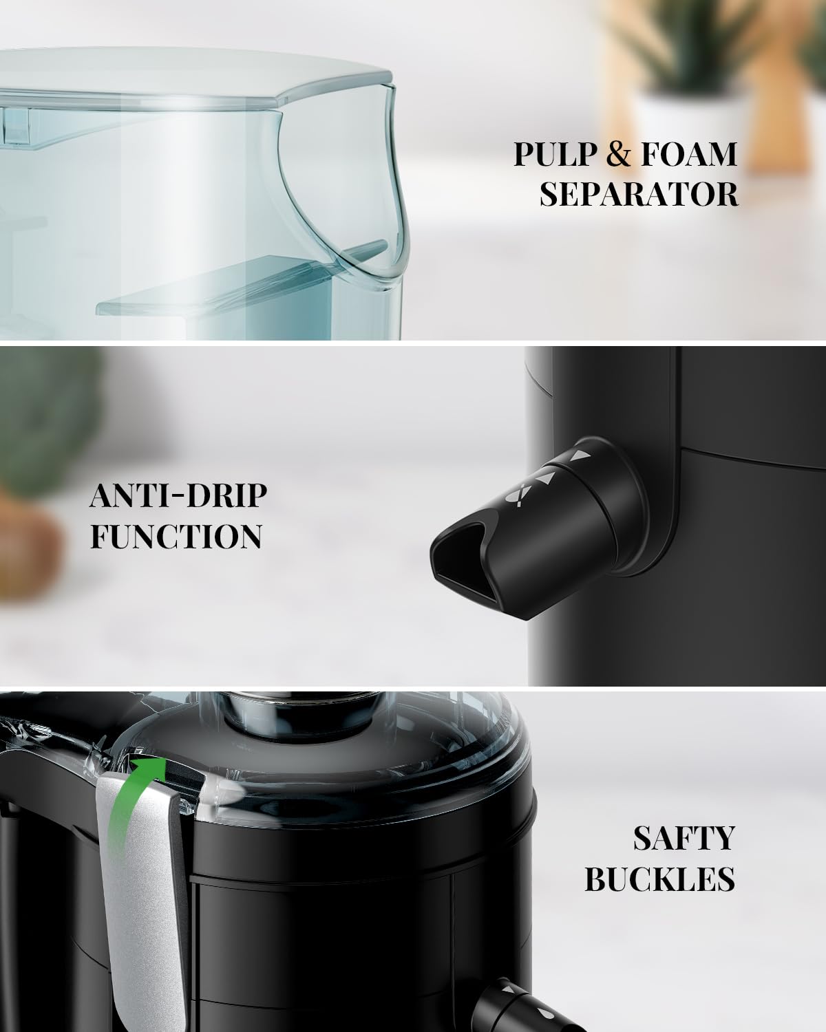 GDOR Juicer Machine, Electric Centrifugal Juicer with Titanium Enhanced Cut Disc, Dual Speeds with 2.5" Feed Chute, for Fruits and Veggies, Anti-Drip, Includes Cleaning Brush, BPA-Free Black