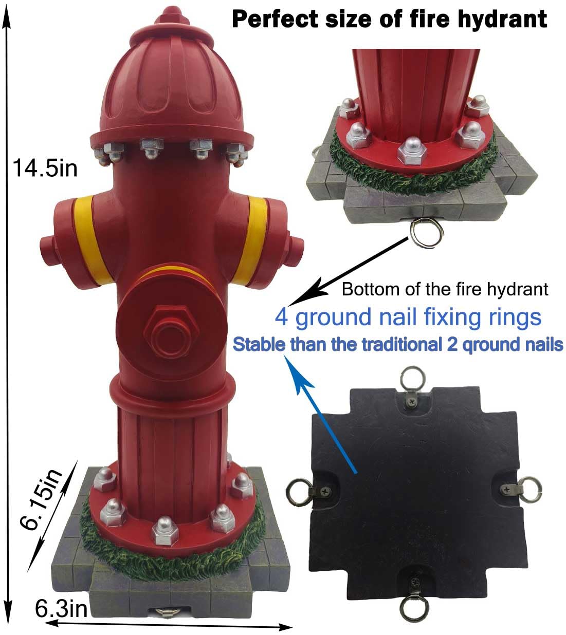 CUZOKOLA Dog Fire Hydrant Pee Post With 4 Stakes, 14.5 Inches Red Puppy Training Outdoor Ornament for Garden Yard Decorations