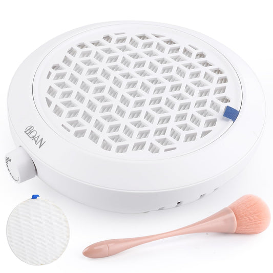 BQAN Nail Dust Collector, 80W Powerful Adjustable Extractor with Brush and 2 Reusable Filters, Nail Vacuum Dust Collector for Acrylic Gel Nail Polishing, Salon & Home