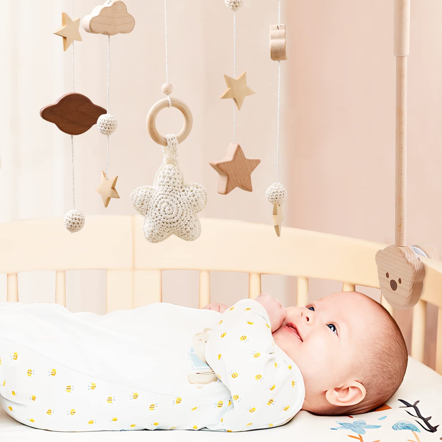 Starry Sky Mobile for Crib, Handmade Nursery Mobile, Baby Bedroom Hanging Decoration Toy