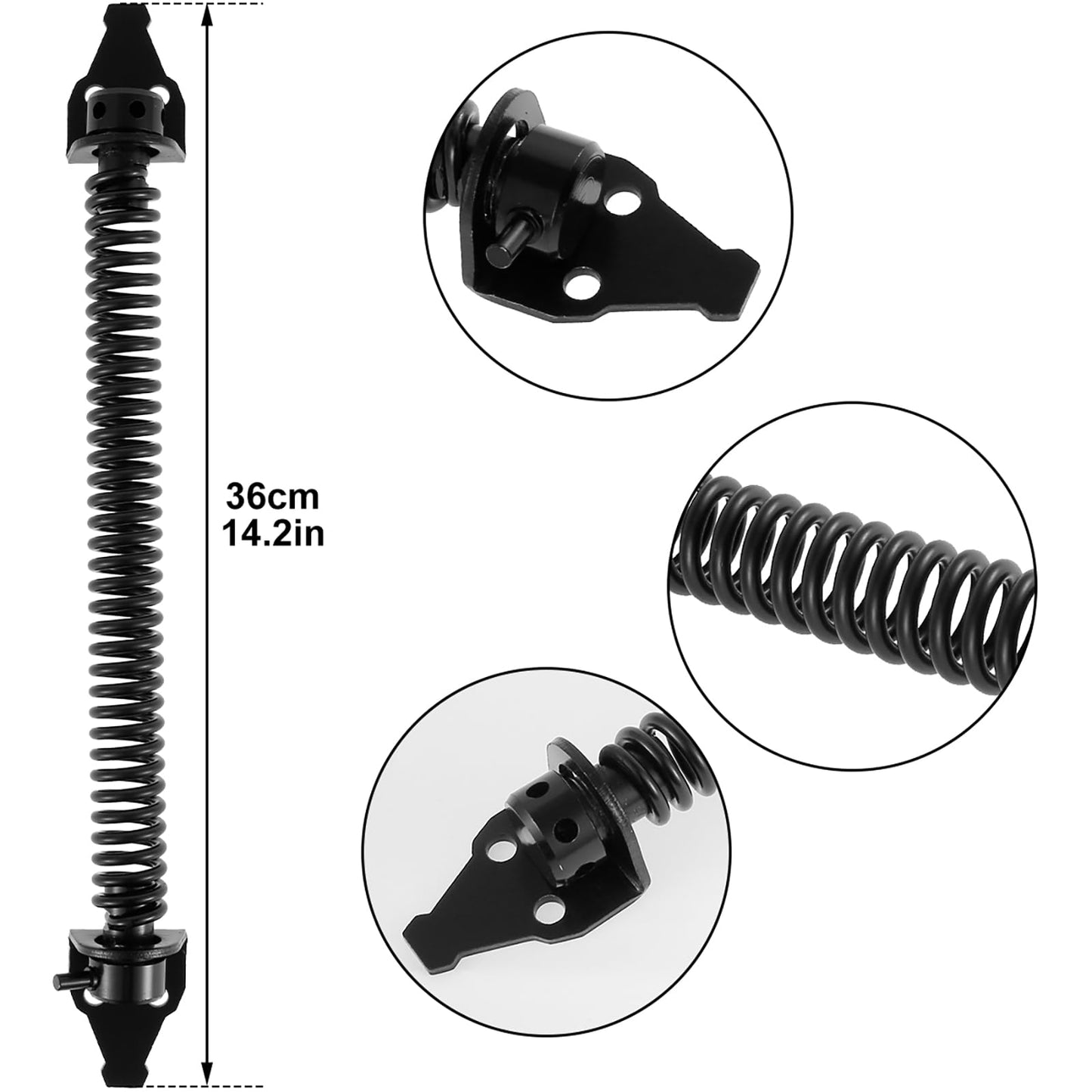 LYDODOKA 2 Pcs 14" Gate Spring Self Closing Latch, Heavy Duty Outdoor Door Automatic Closer, Adjustable Tension Control Gate Hardware for Wood Vinyl Fence