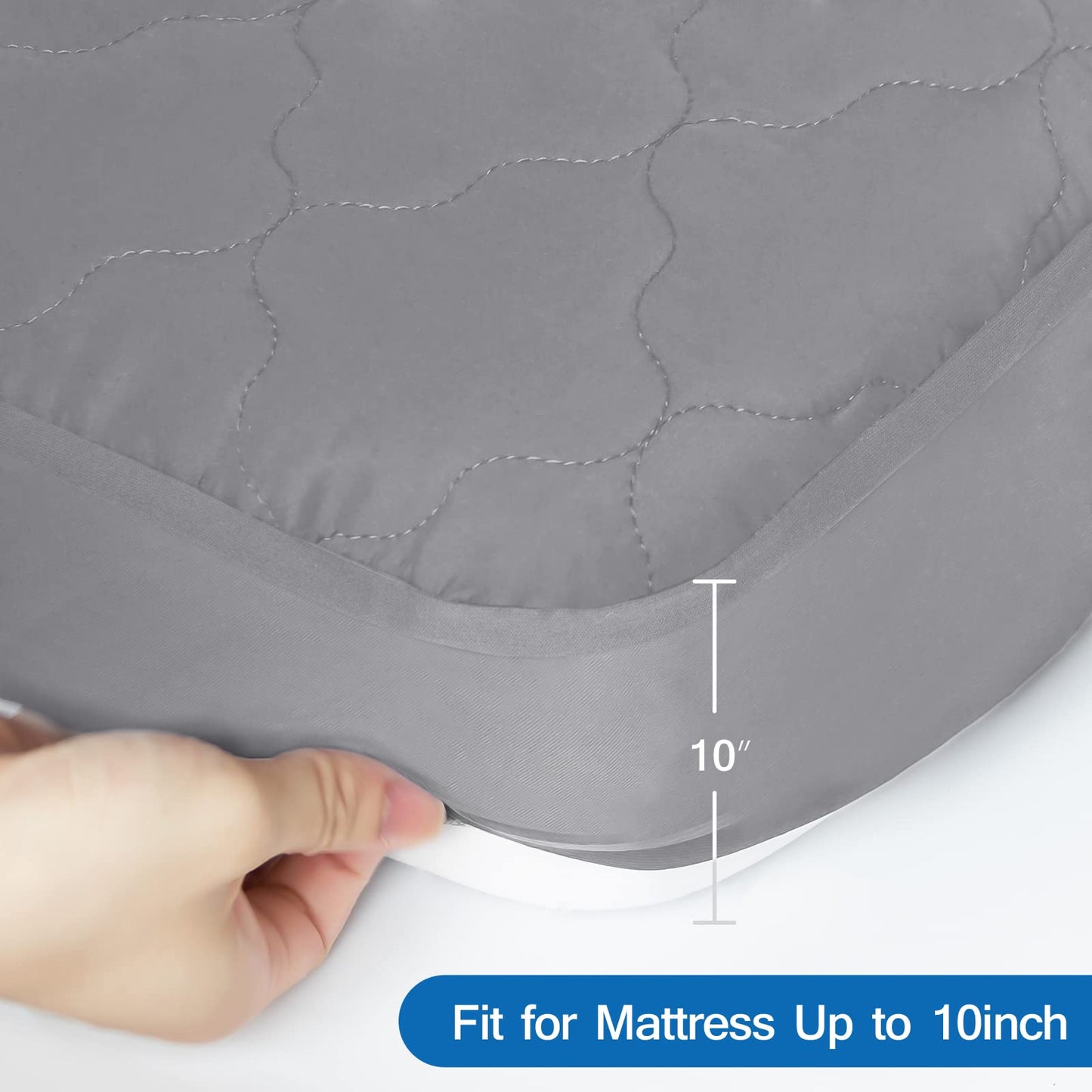 Cot Mattress Pad Waterproof, Quilted Cot Size Mattress Pads Protector Cover 30" X 75" Fitted for Narrow Twin/Camp Bunk/Rvs Bunk/Guest Beds, Soft Breathable Microfiber Topper, Gray (Cover Only)