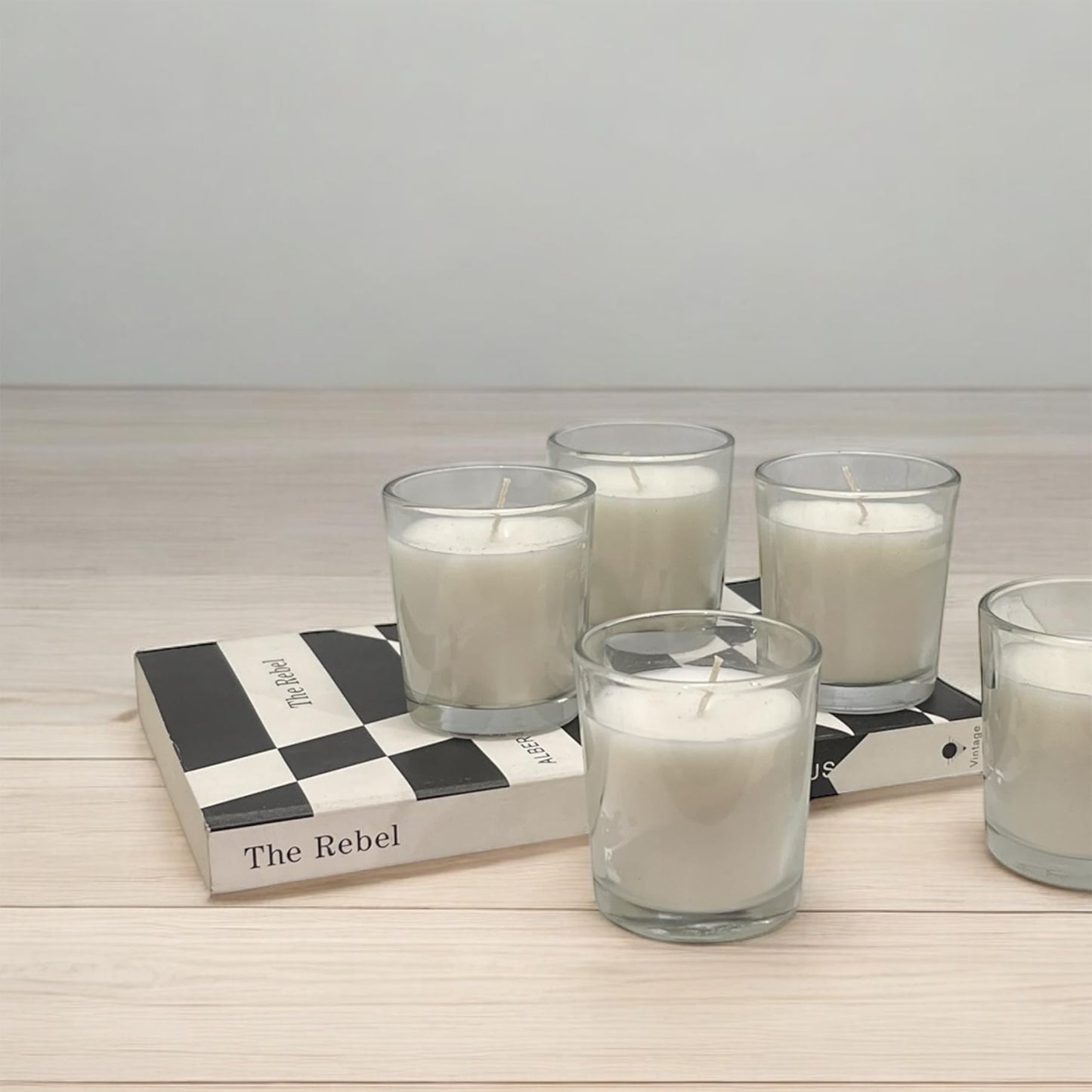 Stonebriar Unscented Votive Candles – 12 Hour Long Burning, Clear Glass Holders, Wax Filled, Bulk Set for Weddings, Events, Home Decor, Emergency Use, White, 48 Count