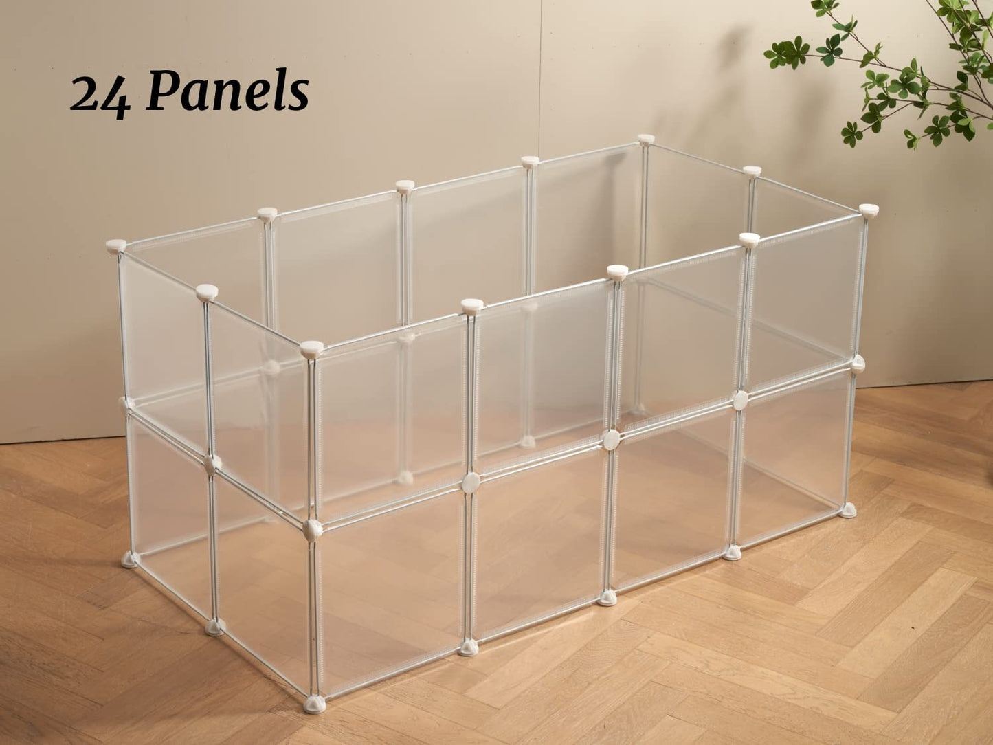 LURIVA Transparent Clear Small Animal Playpen, Guinea Pig Cages, Puppy Dog Playpen, Pet Playpen, Rabbit Bunny Indoor Outdoor Fence Pen Enclosure, White Clear Plastic Playpen,12 X 12 Inch, 24 Panels