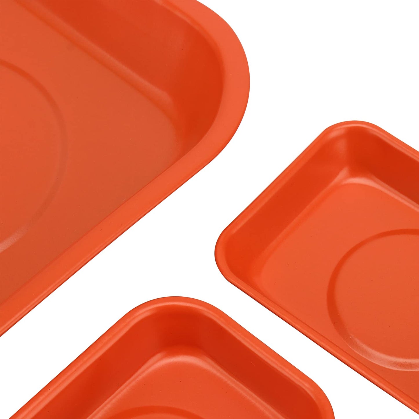 KEILEOHO 10-Piece Magnetic Parts Tray Set, Stainless Steel Magnetic Trays, Heavy Duty Magnetic Tools Tray Holder Square Metal Parts Tray for Screws, Nuts, Bolts Organization, Orange