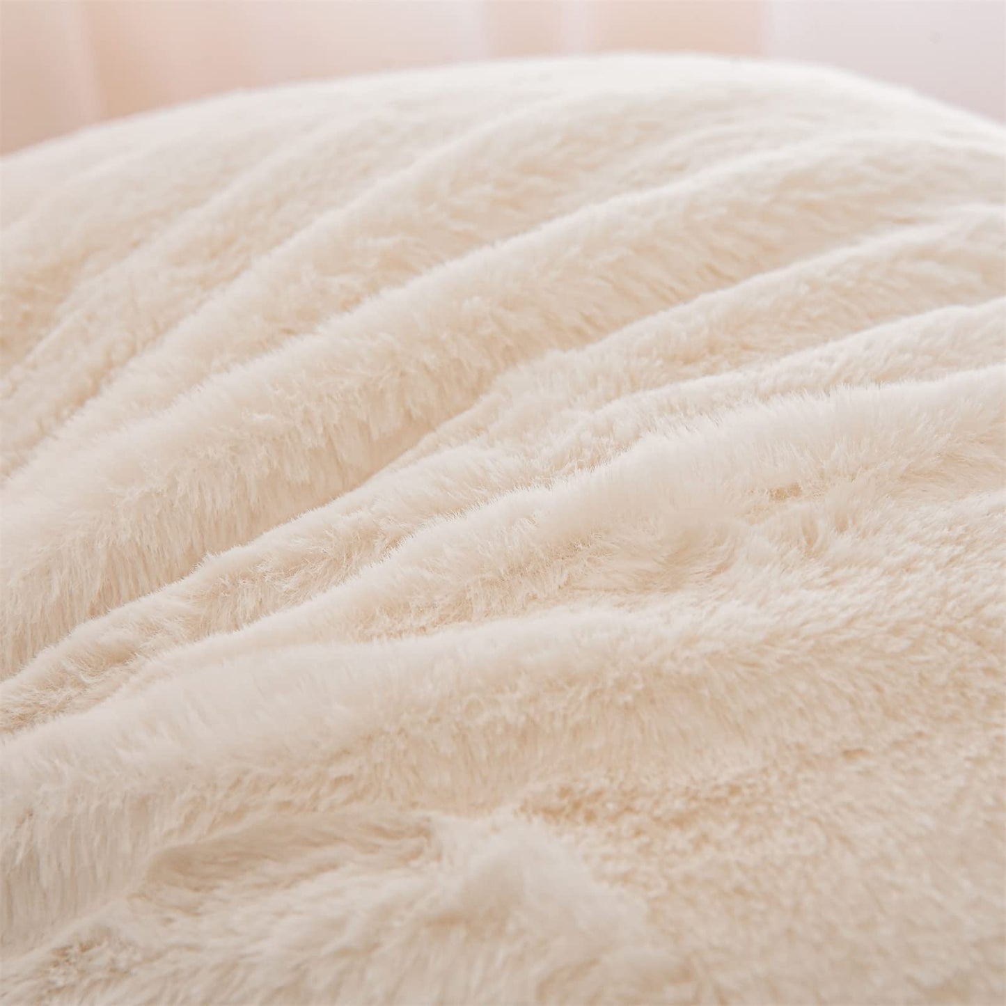 A Nice Night Faux Fur Reading Pillow Bed Wedge Large Adult Children Backrest with Arms Back Support for Sitting Up in Bed/Couch for Bedrest,Ivory,Large