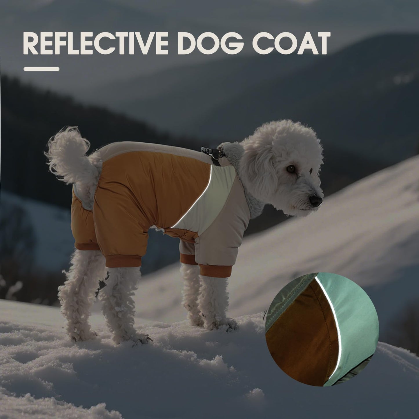 Kuoser Fullbody Dog Coat - Warm Winter Coat with Reflective Jacket & Built-in Harness for Small Dogs - Suitable for Yorkie, Bichon Frise, Shih Tzu (Brown S)