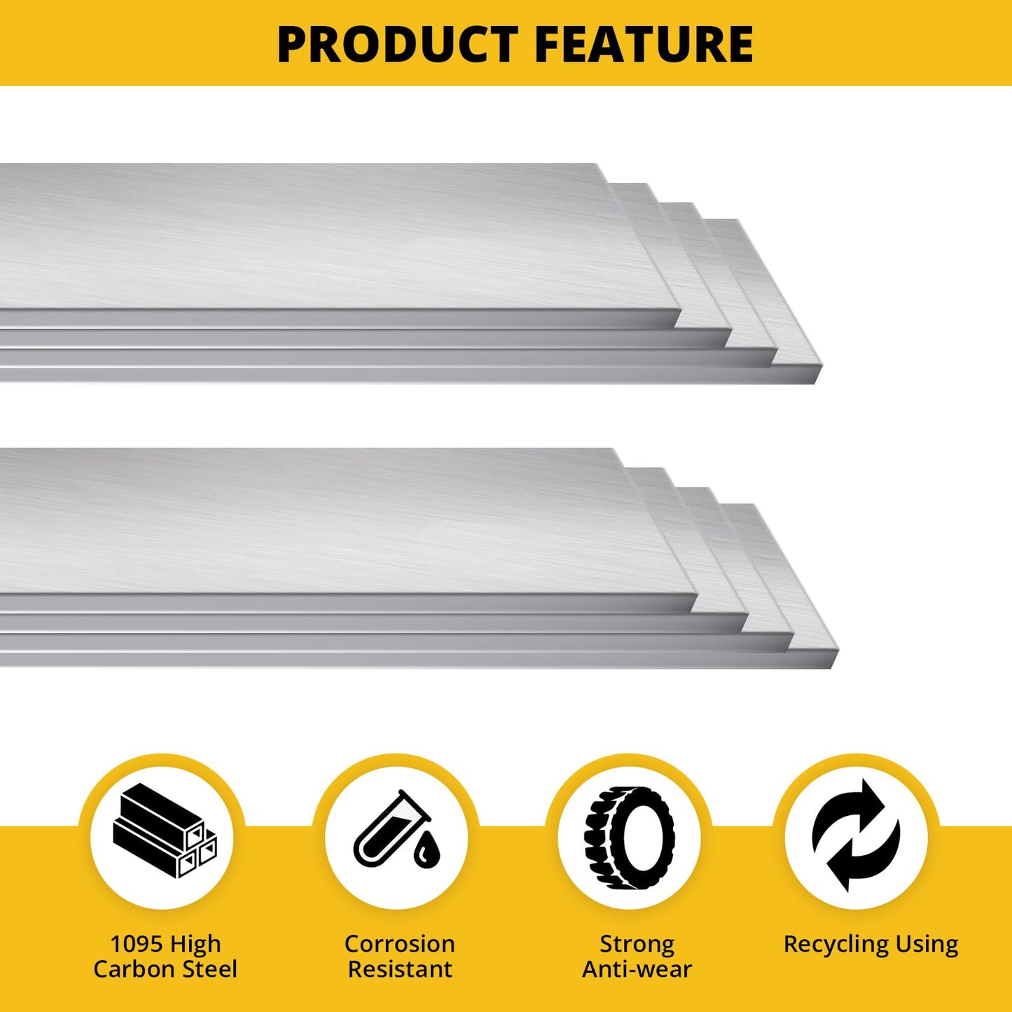 5 Pack 1095 Steel Flat Stock Bar,12” x 2” x 1/8” Perfect Knife Making Steel Barstock for Hobbyist and Professional Use,High Carbon Steel with Strict Quality Standards for DIY Knife Making