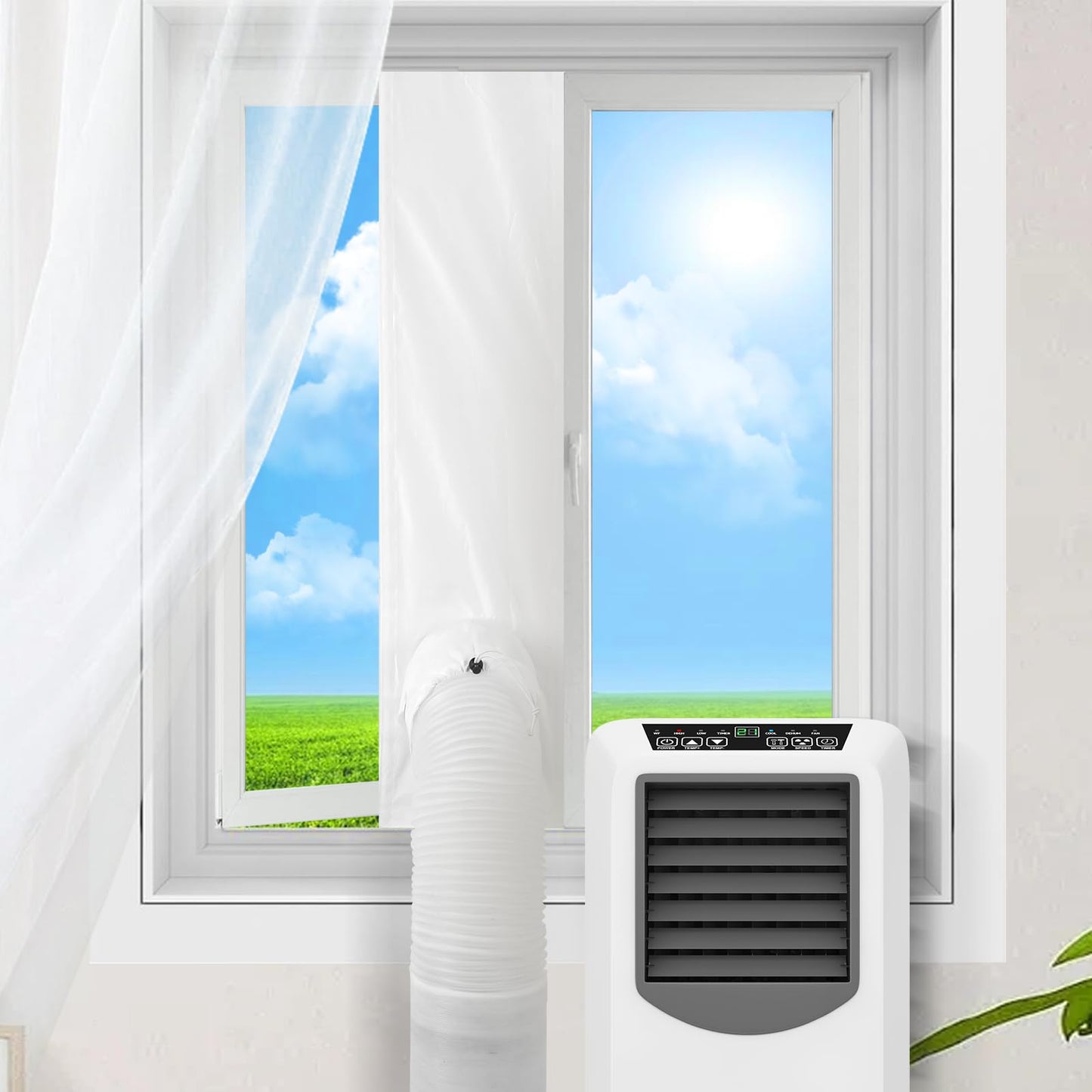 500CM (196 inch) Universal Window Seal for Portable Air Conditioner and Tumble Dryer, Sealing AC Vent Kit with Adhesive Fastener