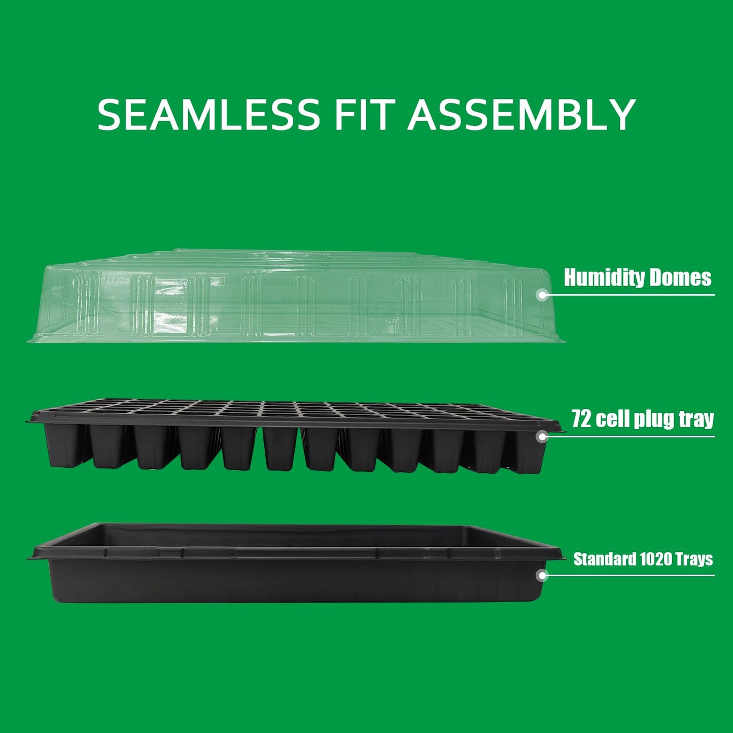 RooTrimmer 1020 Trays Sturdy Farmer Self Seedling Nursery Tray Plastic Seeds Starter Trays 10 Pieces Standard Size 2.35inch Deep Without Holes (10-Pack Without Holes)