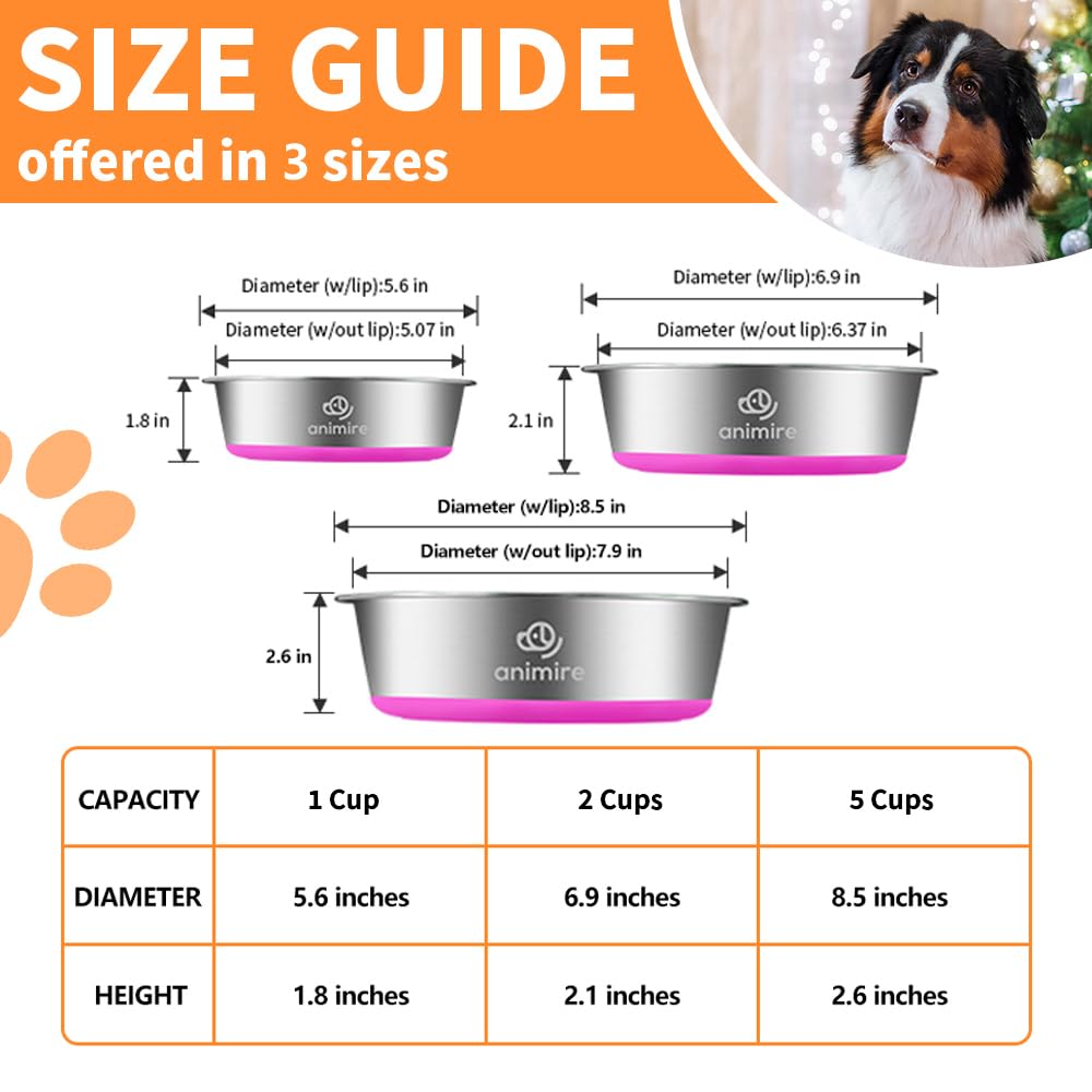 2-in-1 Metal Dog Bowl with Slow Feeder Insert, Stainless Steel Dog Bowls Food Grade 304, Water Food Bowl with Anti-Slip Silicone Base for Small, Medium, Large Dogs