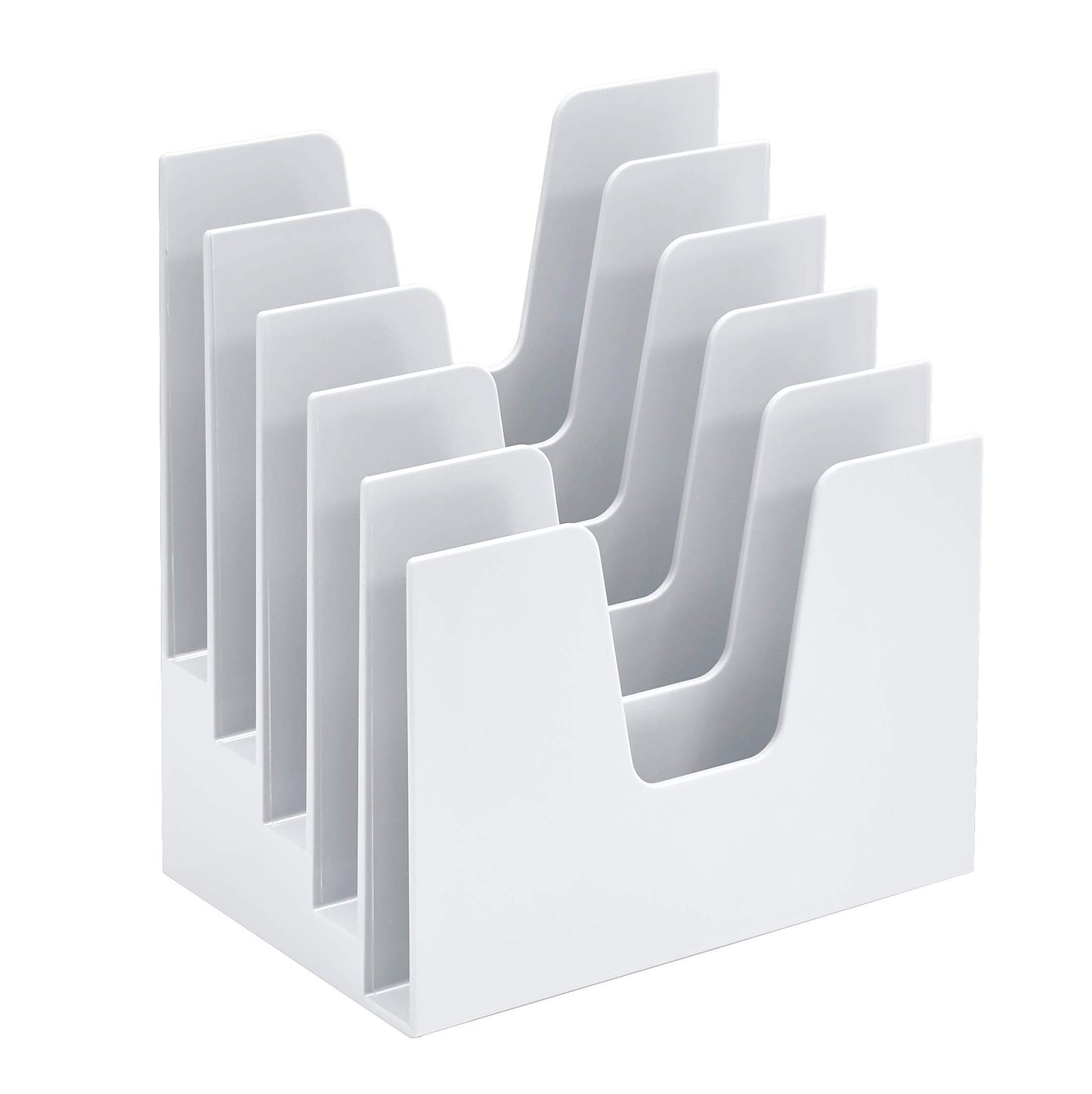 Acrimet 5 Section Incline File Sorter Organizer, Mail, Folder, Letter Desk Organizer, Rack for Office Organization Desktop, Plastic, White
