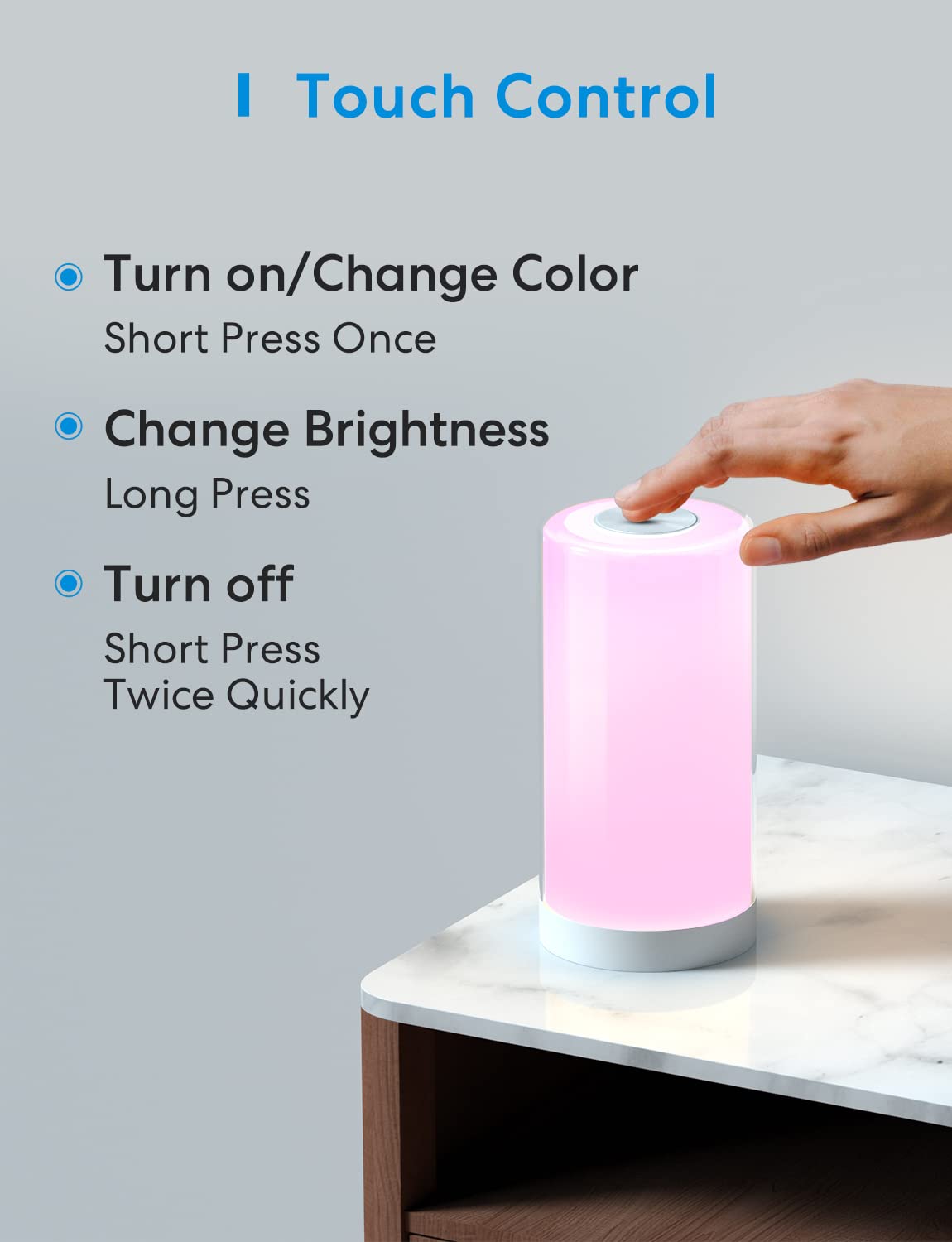 meross Smart Lamp, Dimmable WiFi Table Lamp, Support HomeKit, Alexa, Google Assistant and SmartThings, Tunable White & Multicolor, Touch, Voice and APP Control, Schedule and Timer