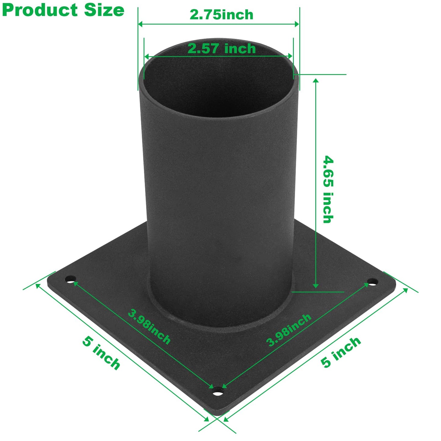 Heavy Duty Pier Mount Adapter for 3" Surface Mount Post, Mounting Hardware Included