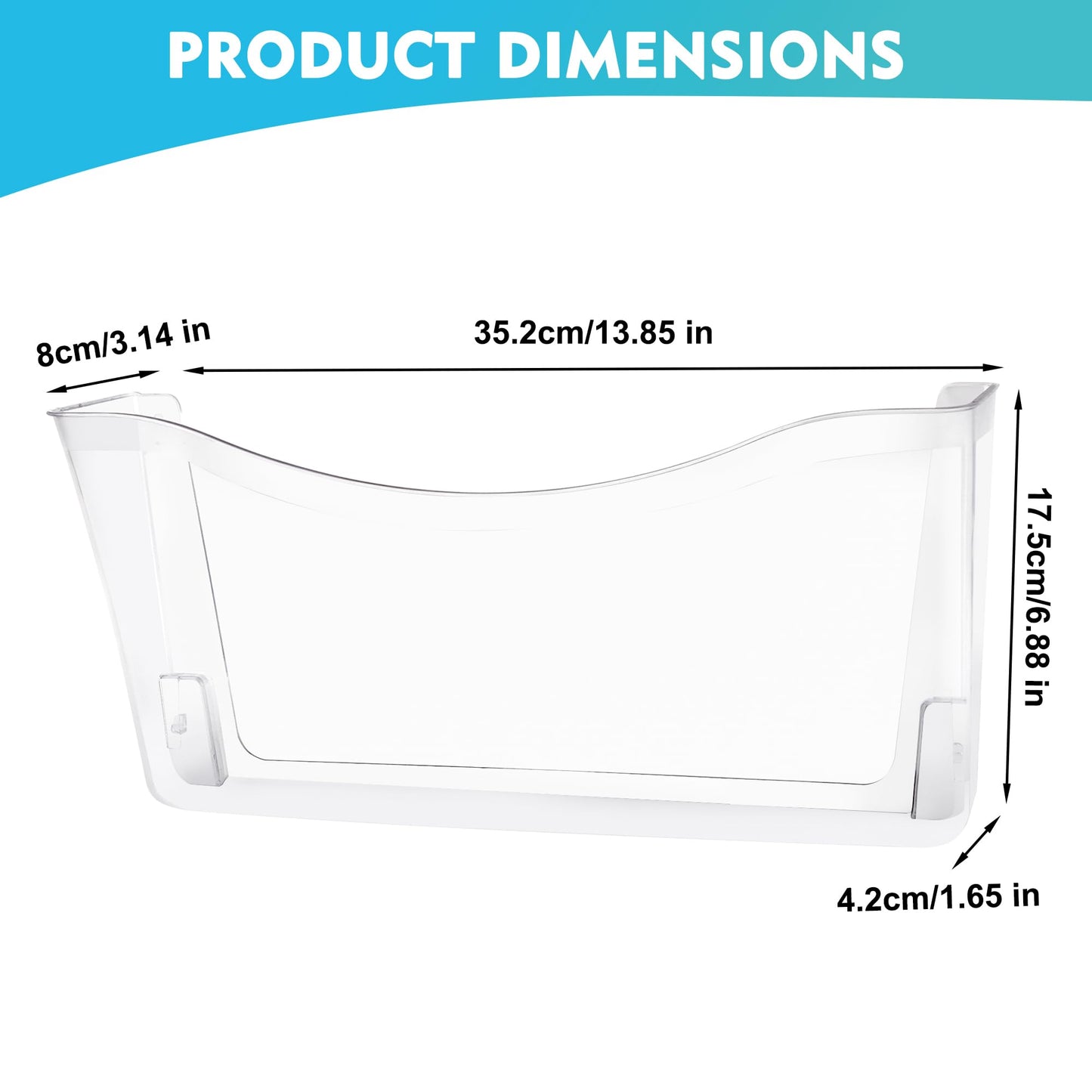 EASEPRES 4 Pack Plastic Clear Hanging File Paper Organizer with Single Pocket Vertical Wall Mounted Files Mail Letter Holder for Office, School and Home, 13.85x3.14x6.88 inches
