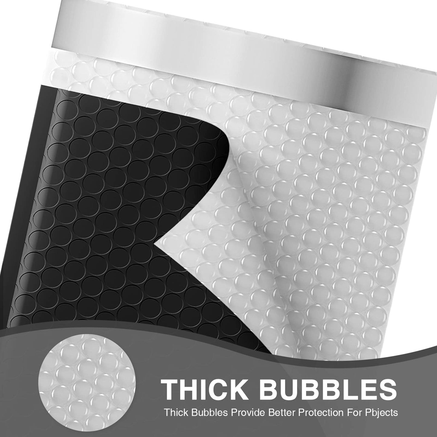 Metronic Bubble Mailers 4x8 Inch 100 Pack Usable Size 4x7 Black Padded Envelopes Self-Seal, Cushioning Padded Mailers for Christmas Gifts, Small Items, Makeup Supplies