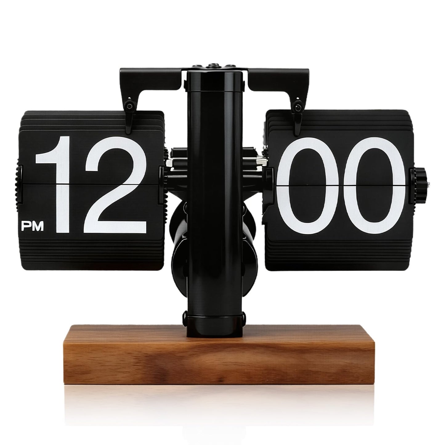 Retro Flip Clock for Desk, Mechanical Clock Digital Flip Down Clock Retro Automatic Turning Large Number Battery Powered Flip Desk Clock Internal Gear Operated for Home Office Decor