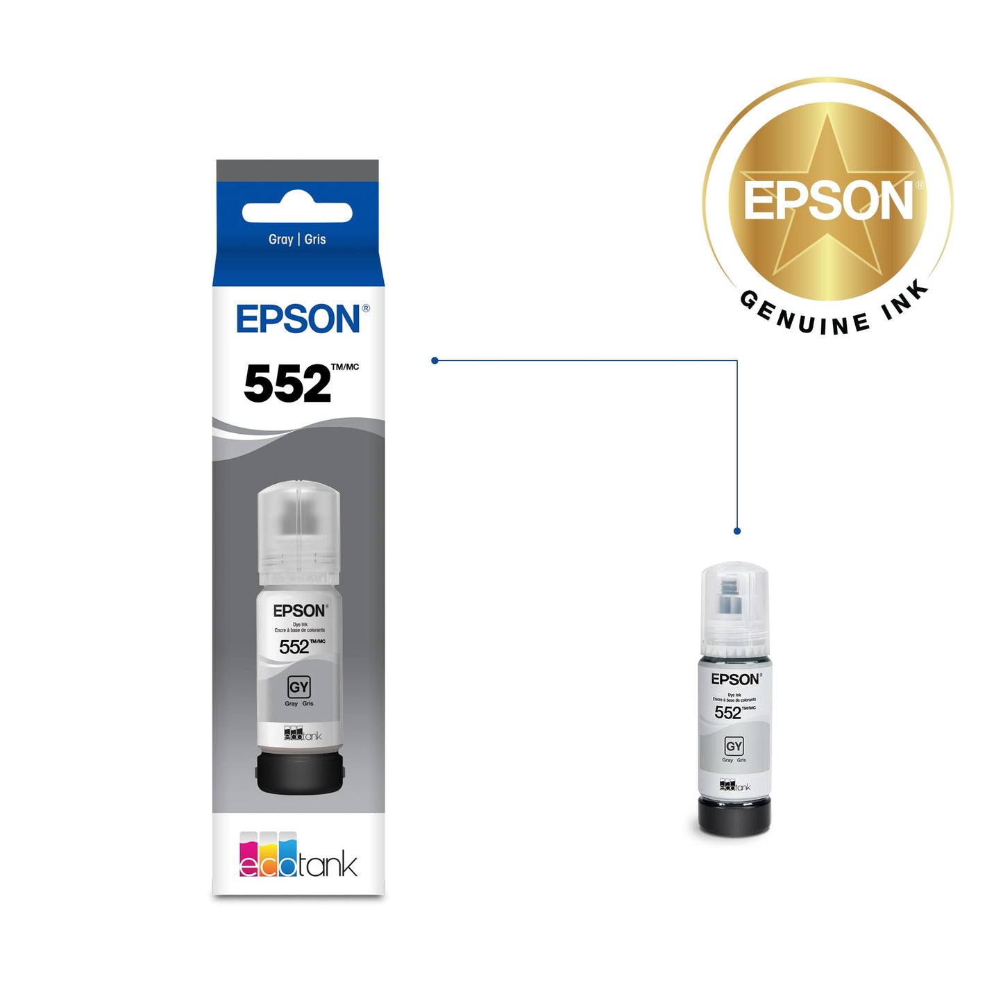 Epson 552 EcoTank Ink Ultra-high Capacity Bottle Three Color CMY Combo Pack (T552620-S) Works with Photo ET-8500, 8550