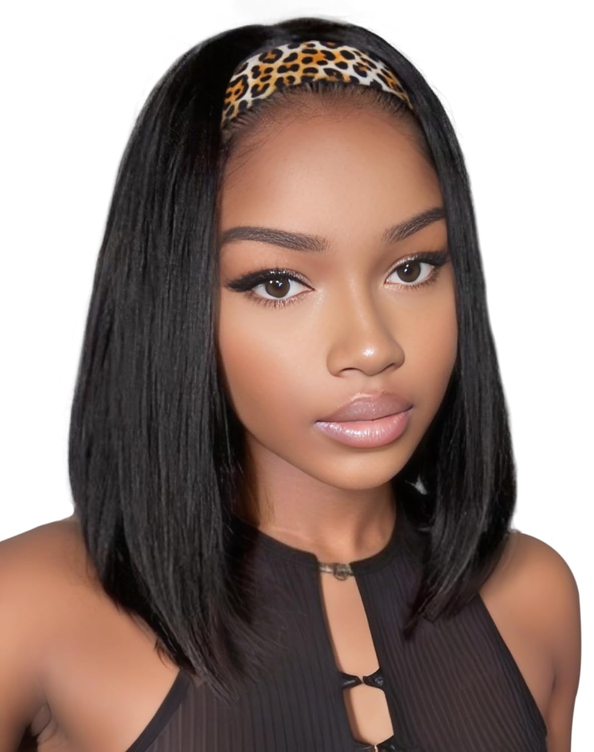 Headband Wigs Human Hair 12 Inch Bob Headband Wigs For Black Women Wear And Go Short Bob Wigs Glueless Wigs Human Hair Natural Black Headband Wig Human Hair Straight 150% Density