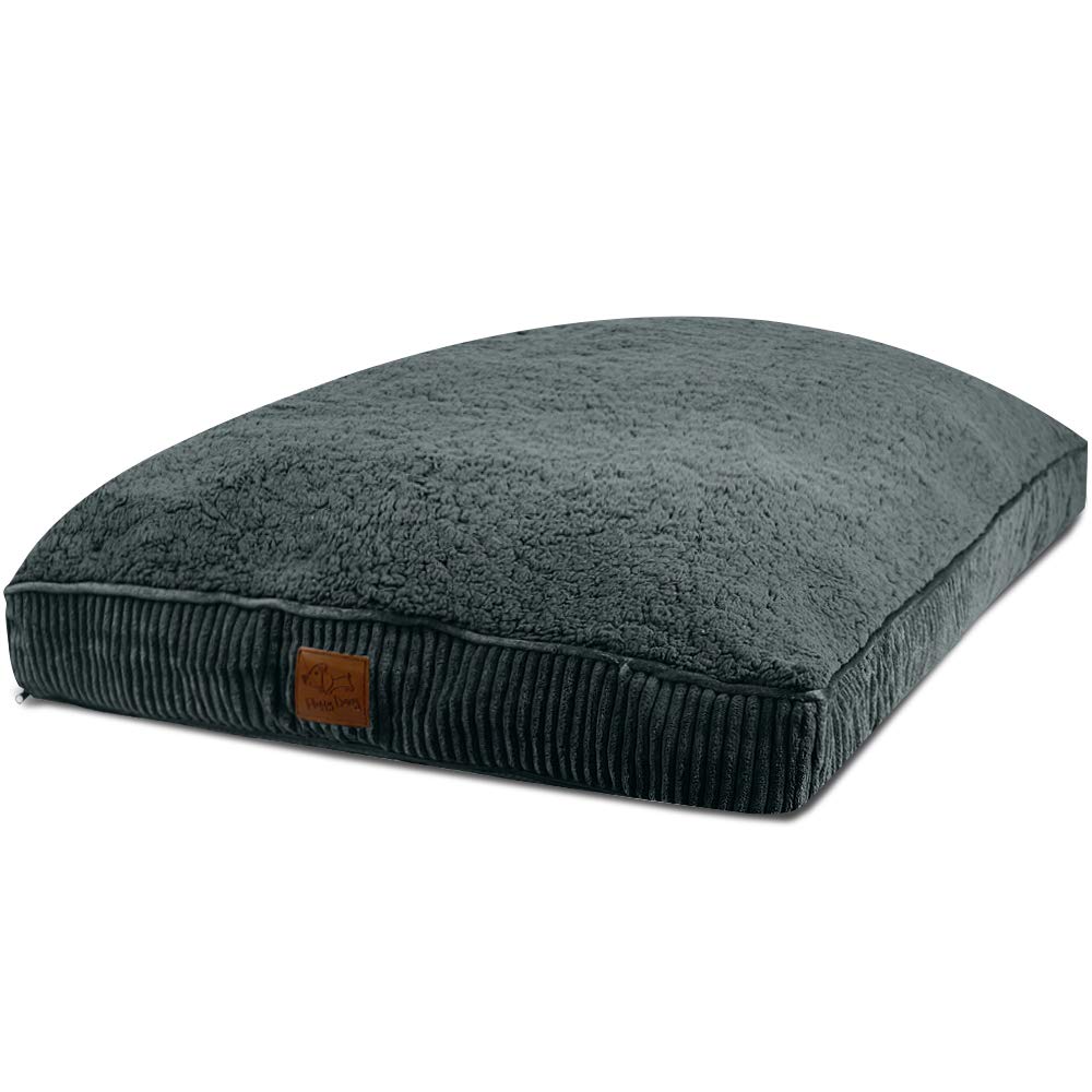 Floppy Dawg Universal Dog Bed Replacement Cover. Removable and Machine Washable Cover for Mattress and Rectangular Pillow Beds. Extra Large 122cm L x 76cm W. Gray with Gray Top