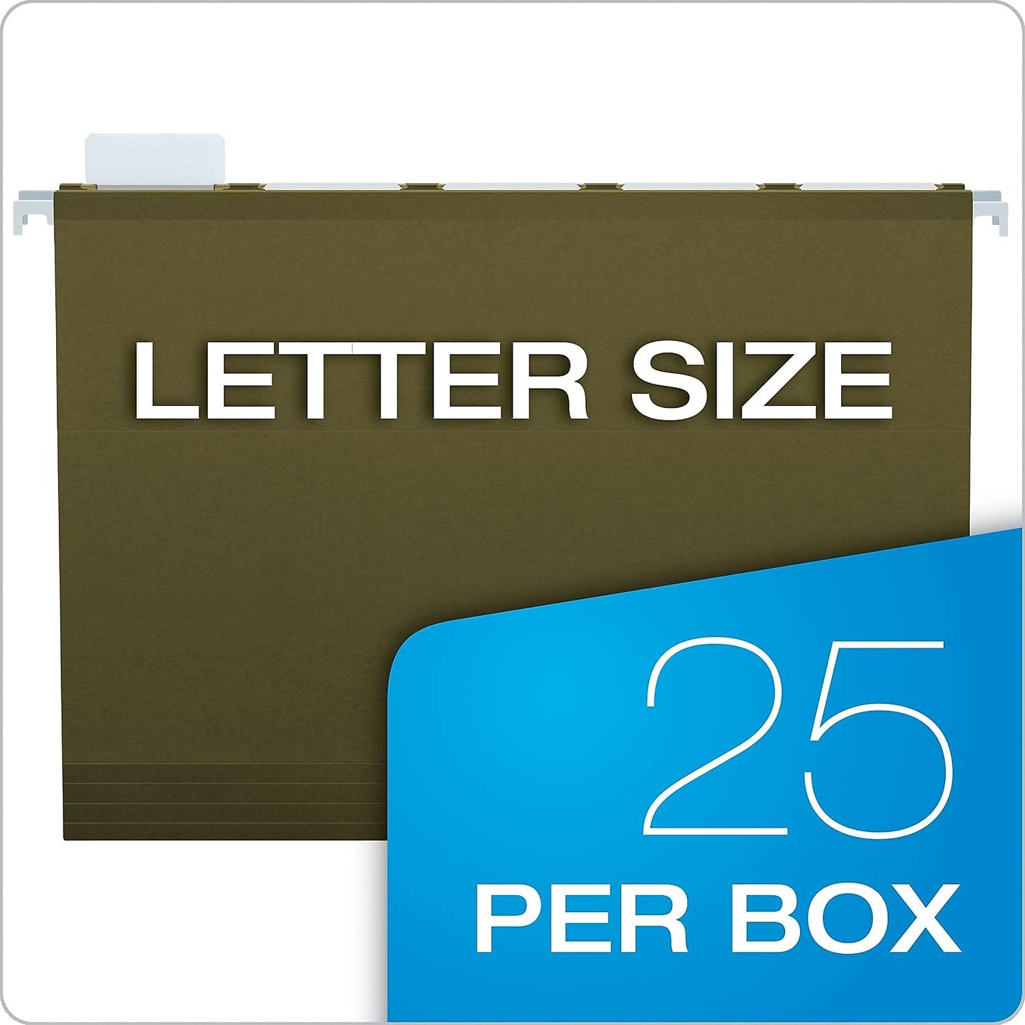Pendaflex Hanging File Folders, Ready-Tab Reinforced, Letter Size, 5 Built-In Tabs, Standard Green, Durable for Filing Systems, 25 Folders/Box