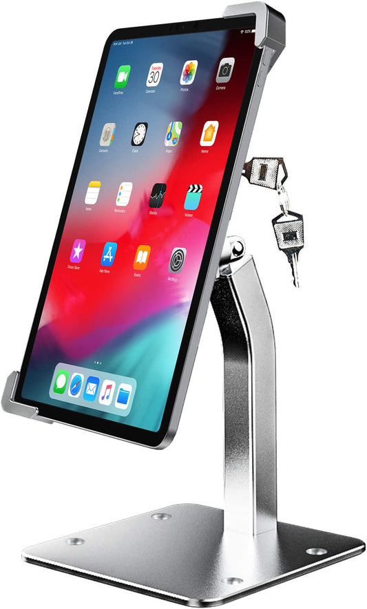 Anti Theft Tablet kiosk Stand for 9"-14" Tablet, woleyi Security iPad Desk floor stand, Heavy Duty Tablet POS Display Mount with Lock and Key, Compatible iPad Pro 12.9/Air, Surface Pro/Go, Galaxy Tabs