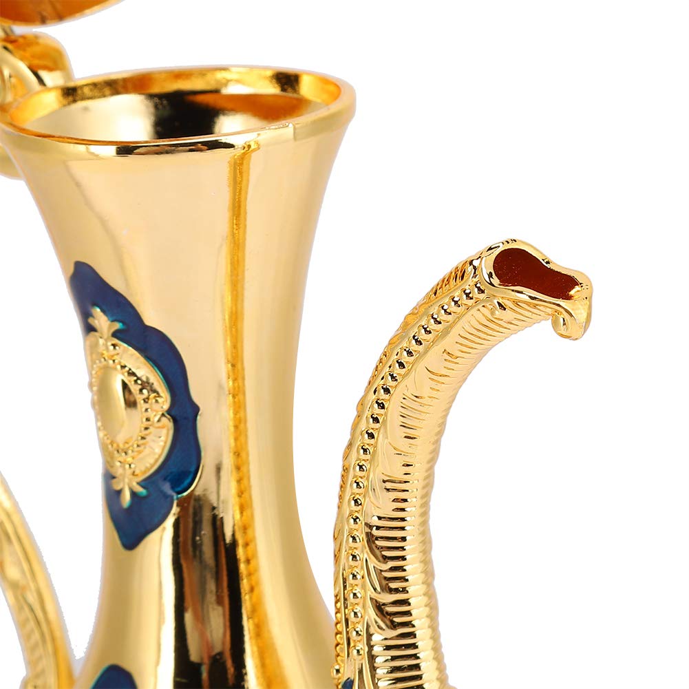 Vintage Turkish Coffee Pot Set 6 Tea Cups Small Metal Tea Set Tea Tray Teapot Tea Water Serving Set for Turkish Coffee, Arabic Coffees, Greek Coffees