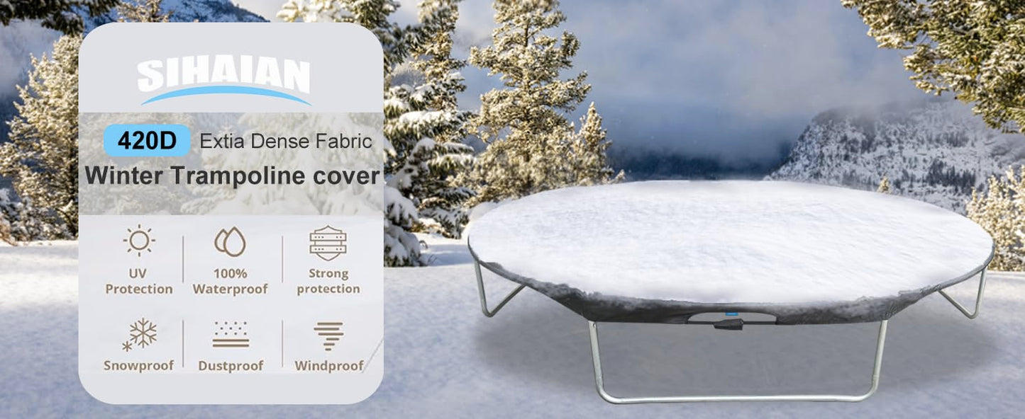 SIHAIAN 8 Ft Trampoline Cover 420D Trampoline Winter Cover One-Click Installation and disassembly Trampoline Protective Cover Anti-UV, Snow, Dust-Proof Trampoline Weather Cover