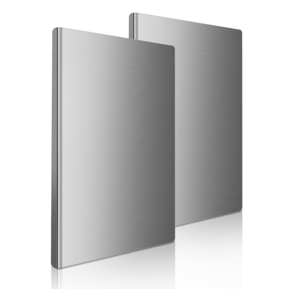 Stainless Steel Cutting Board Set, 2 Pack Kitchen Metal Chopping Board Set with Counter Lip Dishwasher Safe for Meat, Fish, Vegetables, Fruits, Bread & Pastry (40 x 30cm/ 16 x 12 in)