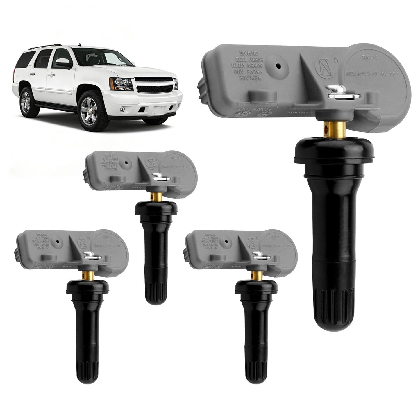 HQPASFY TPMS Sensor 315MHz Tire Pressure Sensor, Compatible with 2006-2019 Chevy Silverado/Suburban, GMC Yukon/Sierra, Buick Enclave, Cadillac Escalade/CTS & More, Replaces# 13586335, 13581558 (4Pcs)