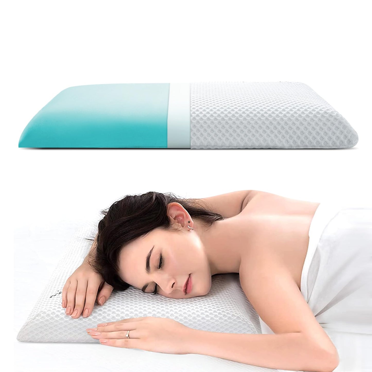 AOTOZE Thin Pillow for Sleeping | Thin Memory Foam Pillow | Flat Pillow for Sleeping Adult | Low Profile Pillow Stomach Sleeper Pillow | Oreiller Mousse Memoire Mince Oreiller Plat 60x40x6cm