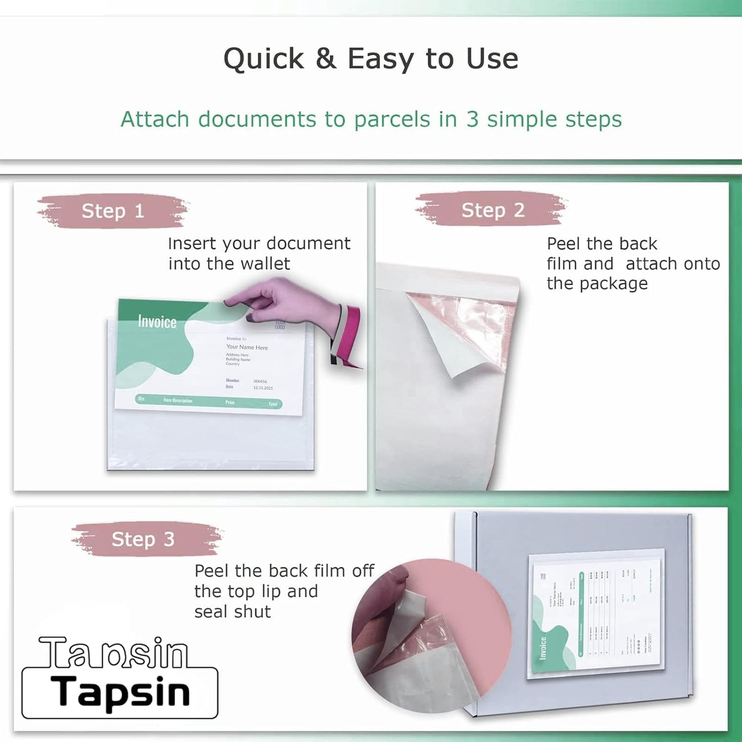 Packing List Pouches, Shipping Label Envelopes Clear Adhesive Top Loading Packing List (6" x 9" - 200 Pcs)