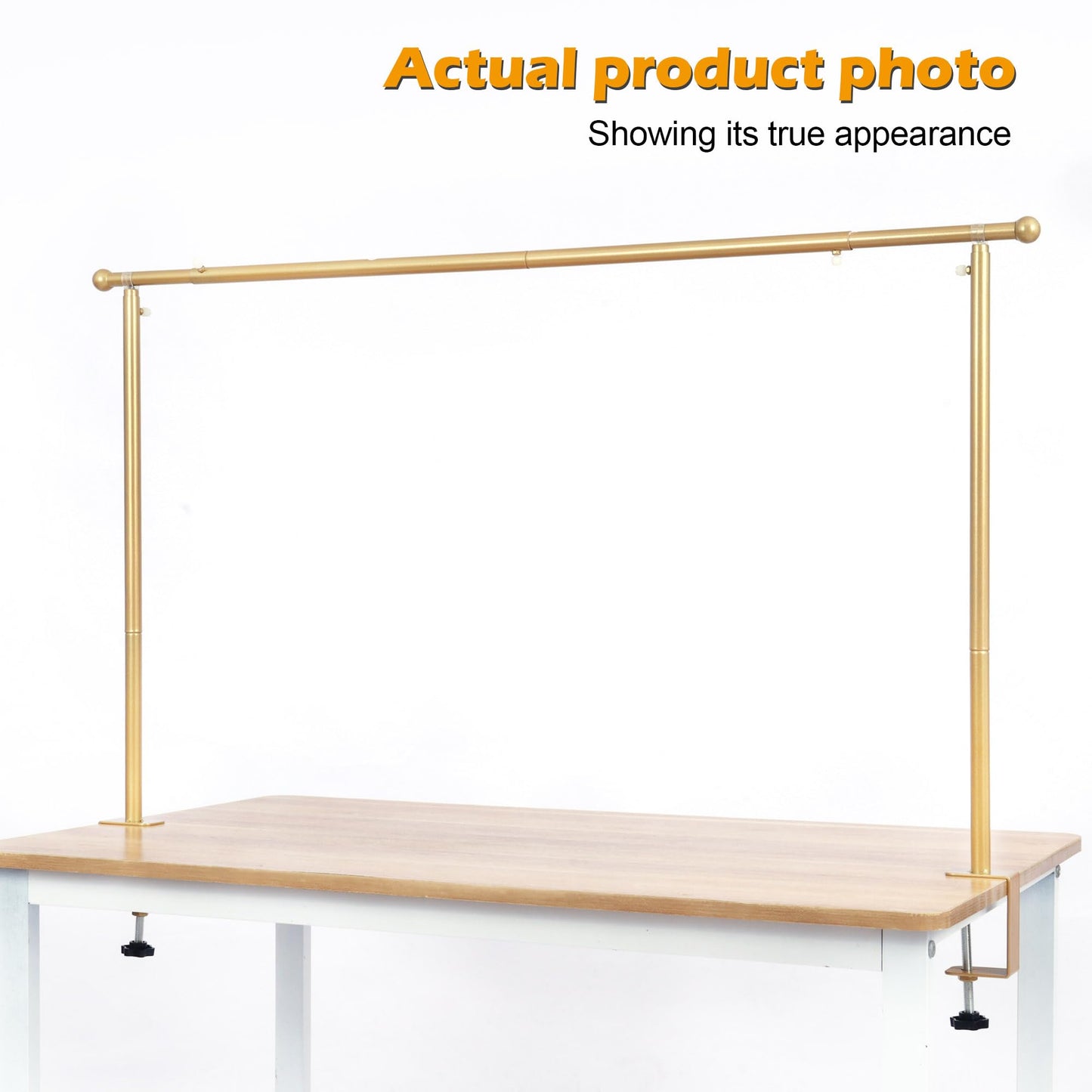 Over The Table Rod Stand with Clamps - 8FT Gold Balloon Arch Stand for Christmas Table Decor, Elegant Table Wedding Arch Backdrop Stand for Baby Shower, Birthday Party, Wedding Decor
