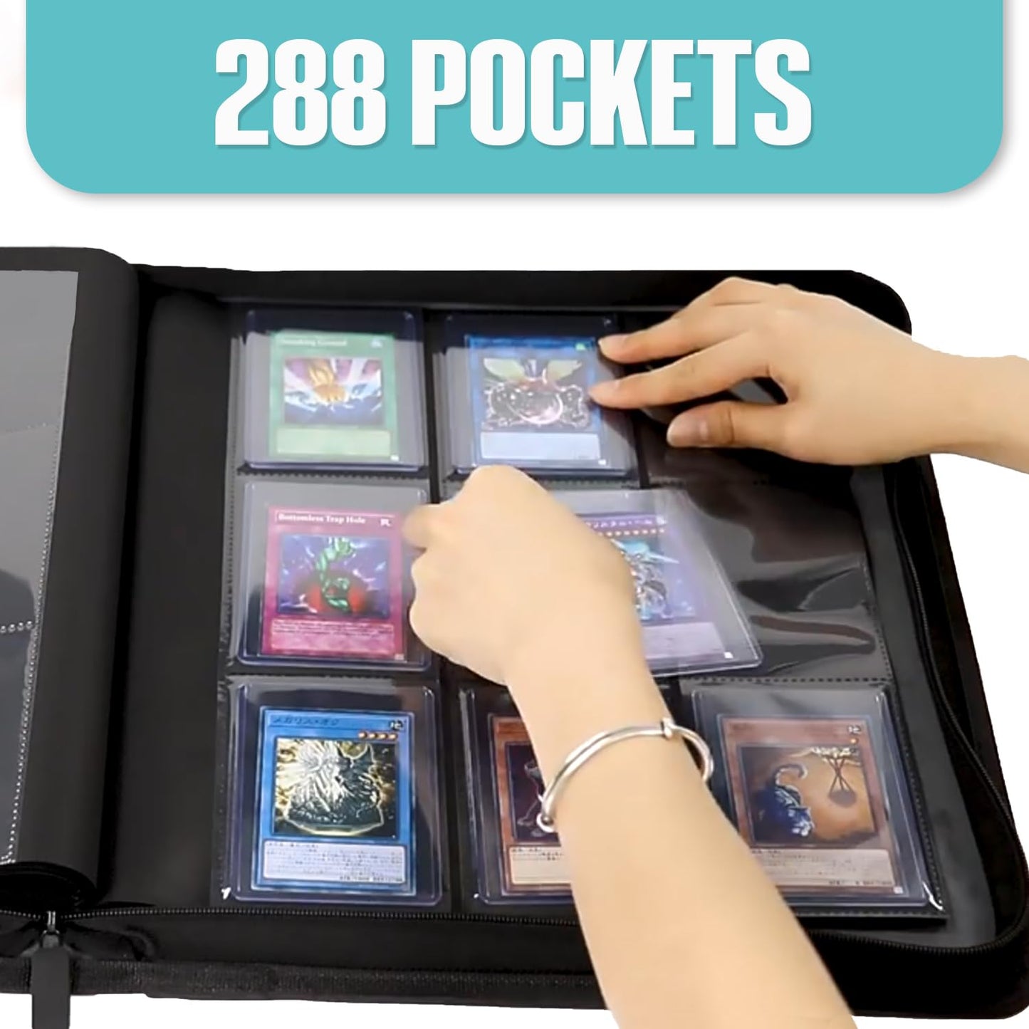 Trendiphy Top Loader Binder - 9 Pocket (3" x 4"), Holds 288 Toploaders | TCG Toploader Cards Binder & Card Holder For Sports Cards (Dark Grey)