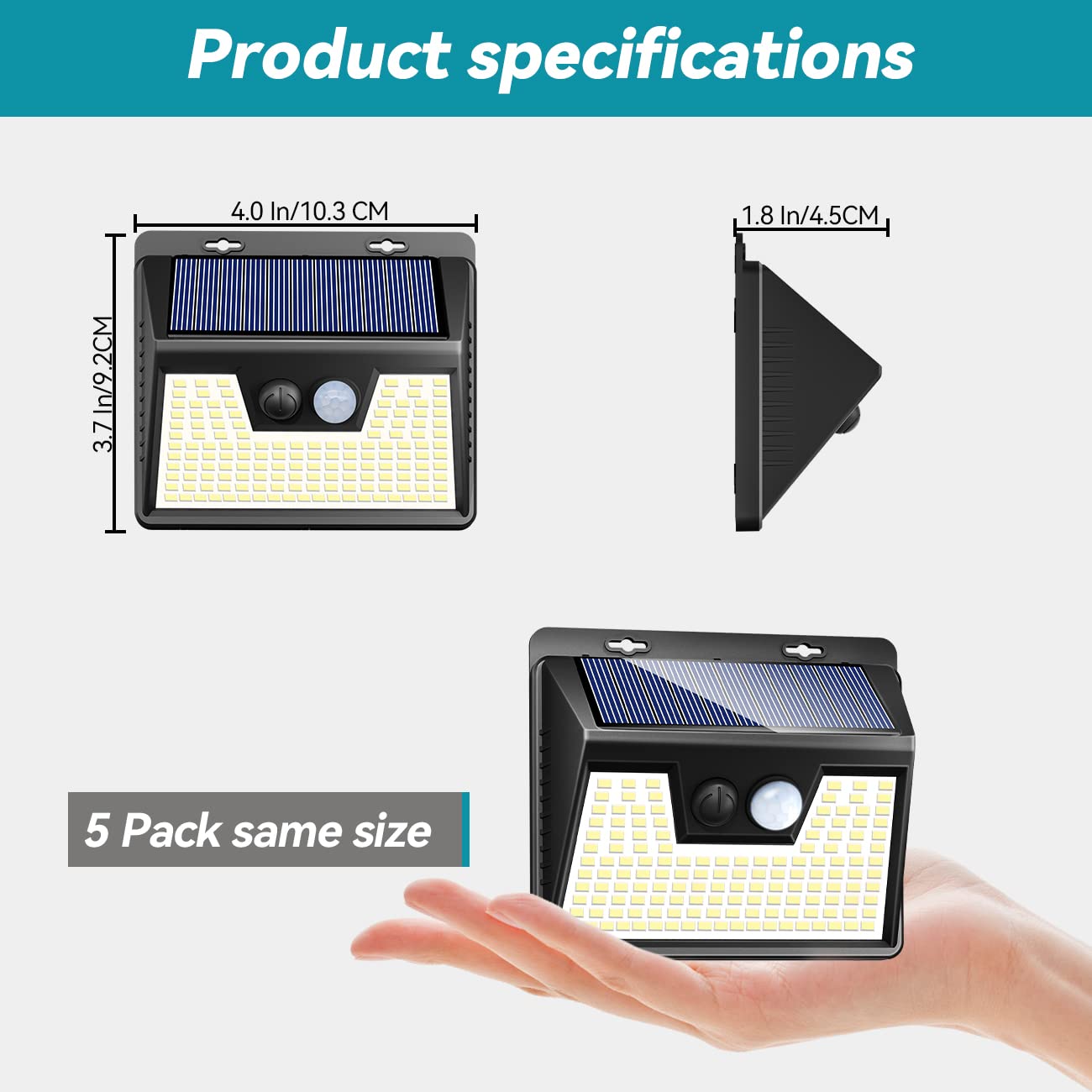 Solar Lights Outdoor Waterproof, [5 Pack/140 LED] kolpop Solar Motion Sensor Light Outdoor Wireless, 3 Modes Led Solar Lights Outdoor, IP65 Solar Security Lights for Fence Garden Yard Deck Garage