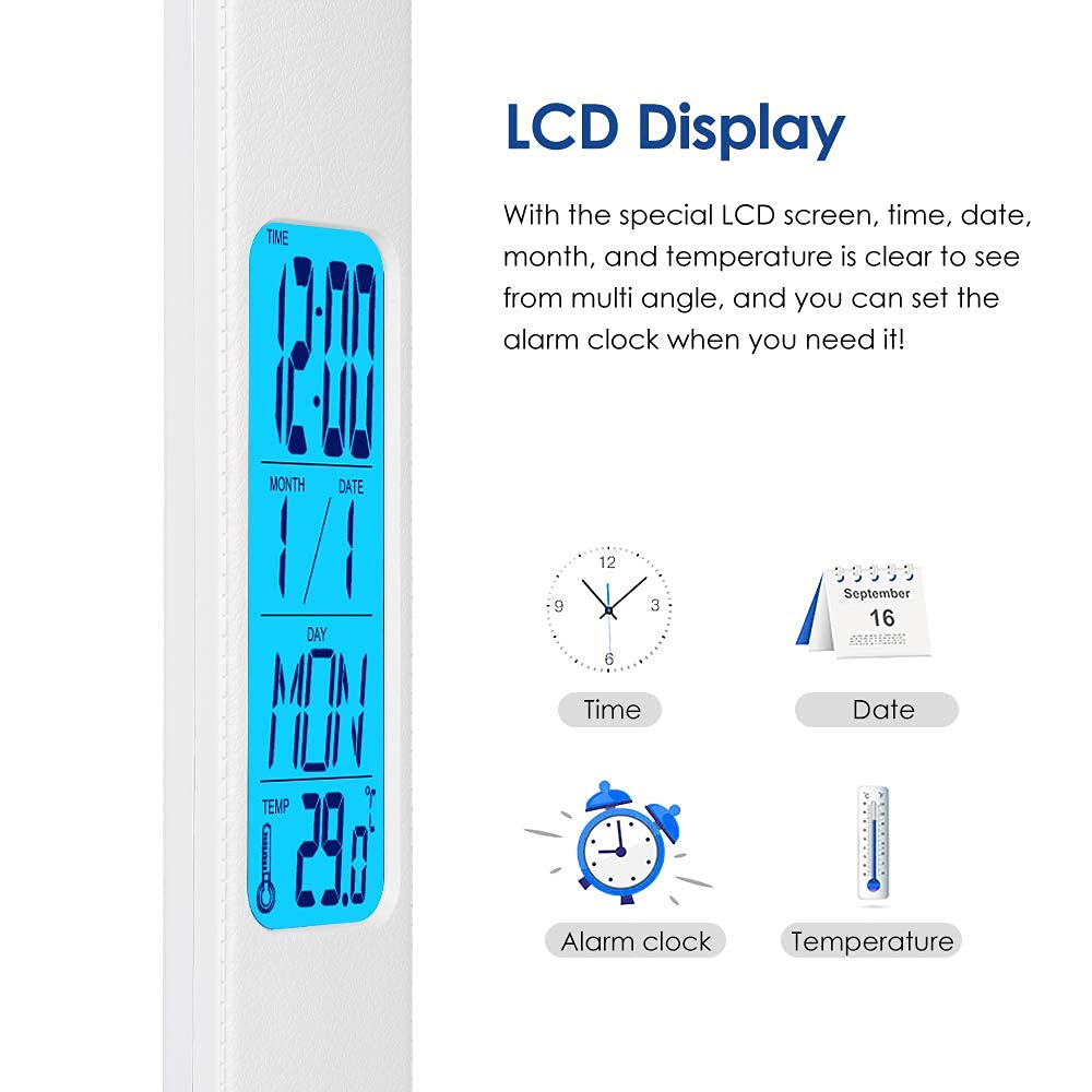 wanjiaone Multifunctional LED Desk Lamp with Wireless Charger,USB Charging Port,Clock,Phone Holder,Desk Lamps for Home Office,Eye-Caring Reading Lamp,Study Lamp for Boys,Girls,Teens (White-tx26)