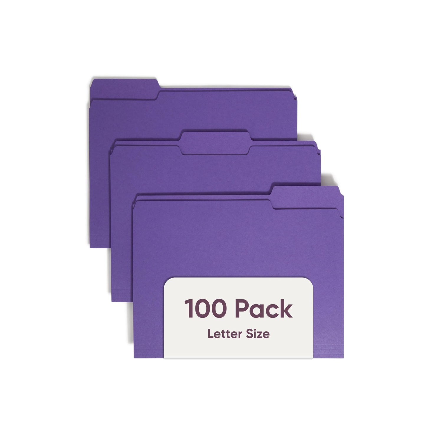 Smead 1/3-Cut File Folders, Letter Size, Purple, 100 Per Box (13043)
