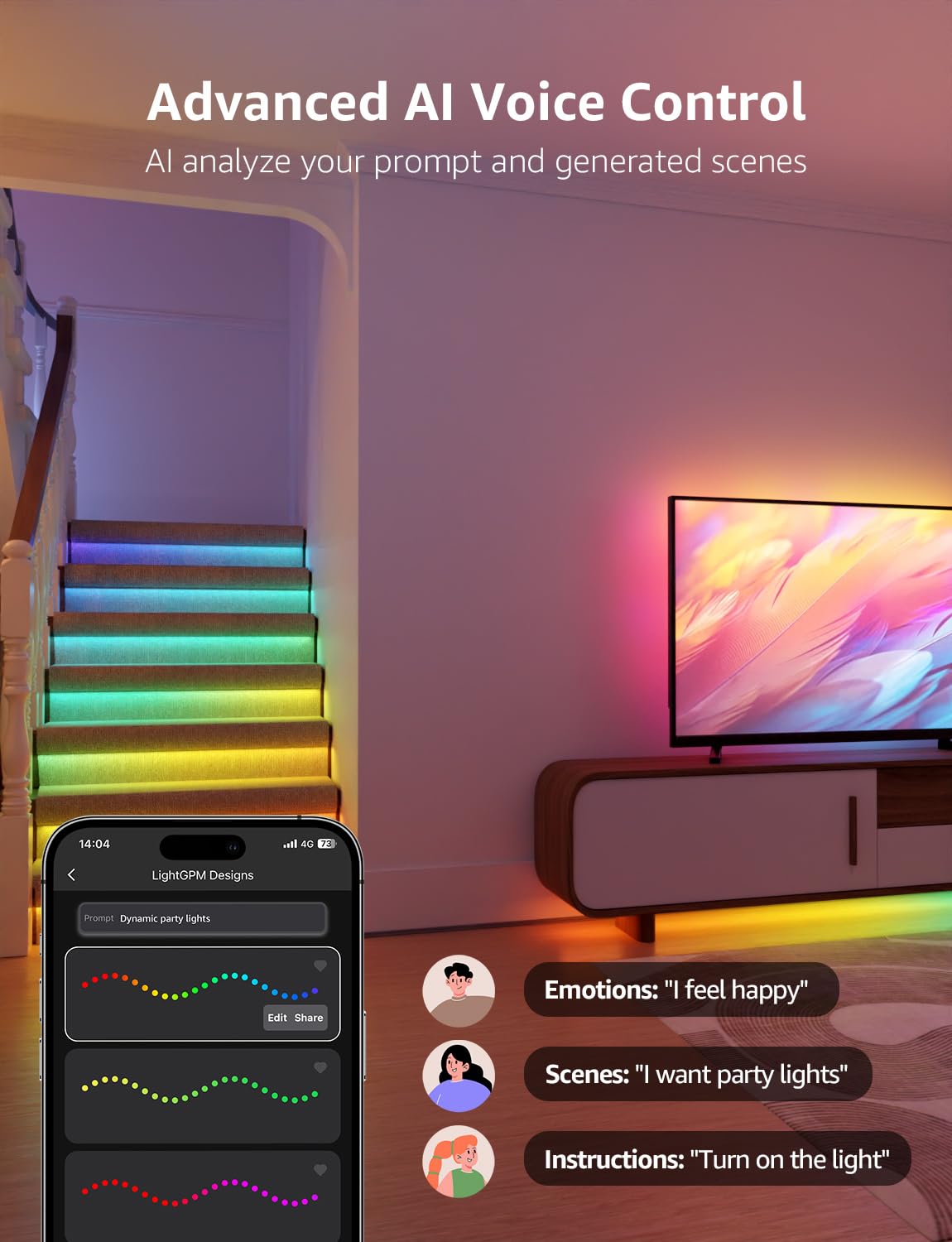 Lepro S2 RGBICWW Led Light Strips, RGBIC with Warm and Cool White, WiFi Led Lights Work with Alexa & Google Assistant, App Control Led Lights Strip for Bedroom, Living Room, TV Backlight 32.8ft