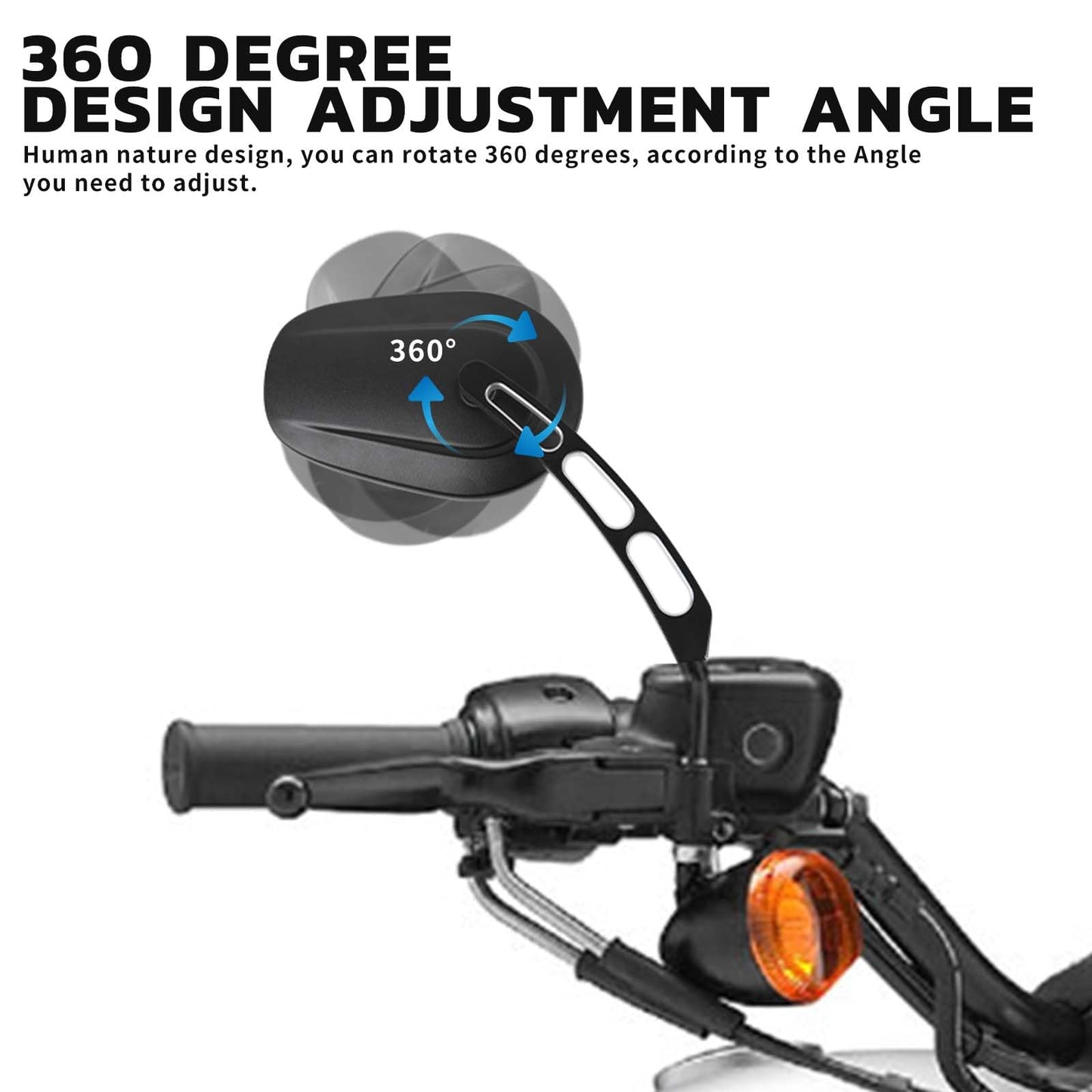 8mm Black Motorcycle Rearview Side Mirror Hollow styling for Harley Bobber Cruiser Custom MT