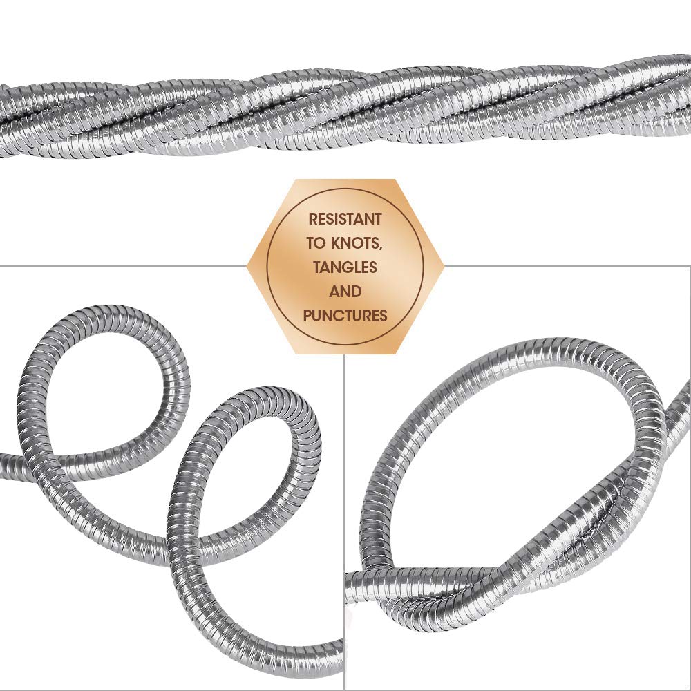 Beaulife Metal Stainless Steel Garden Hose 50 Ft No Kink Lightweight Water Hoses Heavy Duty 3/4” Hose Bib Faucet Reel Extender for Outdoor