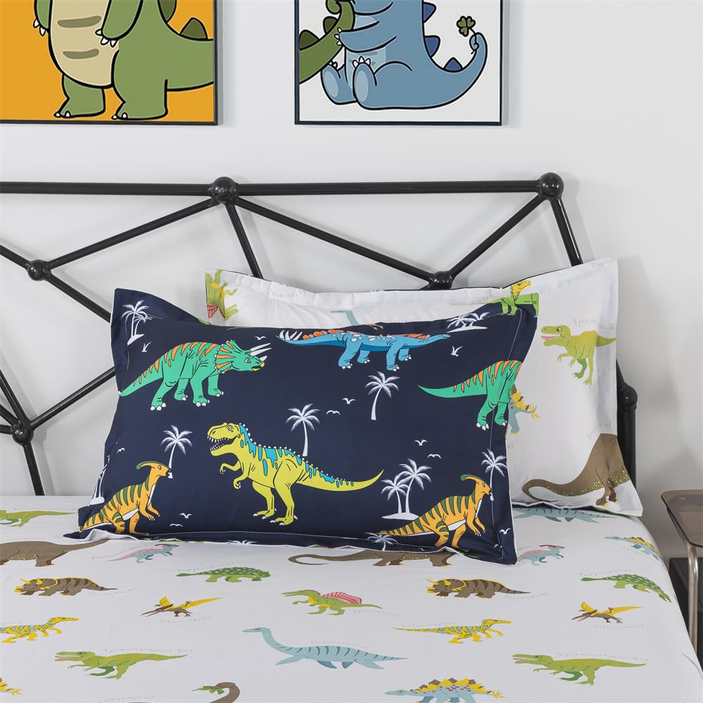 lishjekee 5 Pieces Dinosaur Comforter Twin for Kids Jungle Dinosaurs Bedding Set Bed in A Bag for Boys T-Rex Dino Comforter and Sheets Set for Teens Animal Bed Sets Home Decor