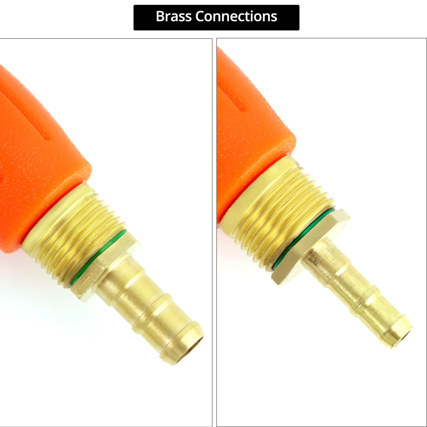 QWORK 2Pcs All Metal Replacement Sprayer Wand Kit - 29 Inch, Adjustable Nozzle, Brass Barbs Match 3/8'' & 1/4'' Hoses, Universal Sprayer Wand with Shut off Valve & 2 Hose Clamps