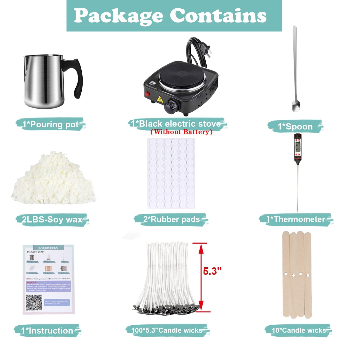 Soy Wax Candle Making Kit Supplies, DIY Art&Crafts Kit for Adults,Beginner, Including 2lbs Soy Wax Flakes, 100 Candle Wick, 10 Centering Devices, Melting Pot (with Hot Plate)