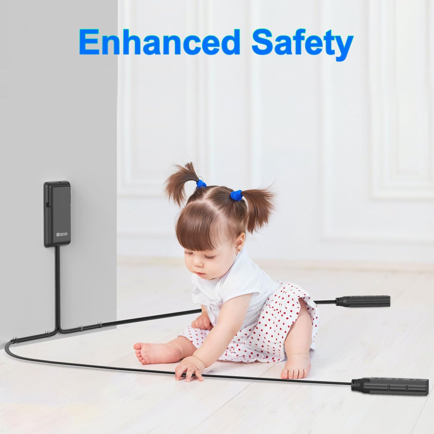 6FT Ultra Flat Plug Dual Extension Cord with 6 Outlets, Ultra-Thin Outlet Cover Power Bar, Outlet Concealer Universal Size Flat Plug Power Strip, Child & Pet Safe, 1625W, Black