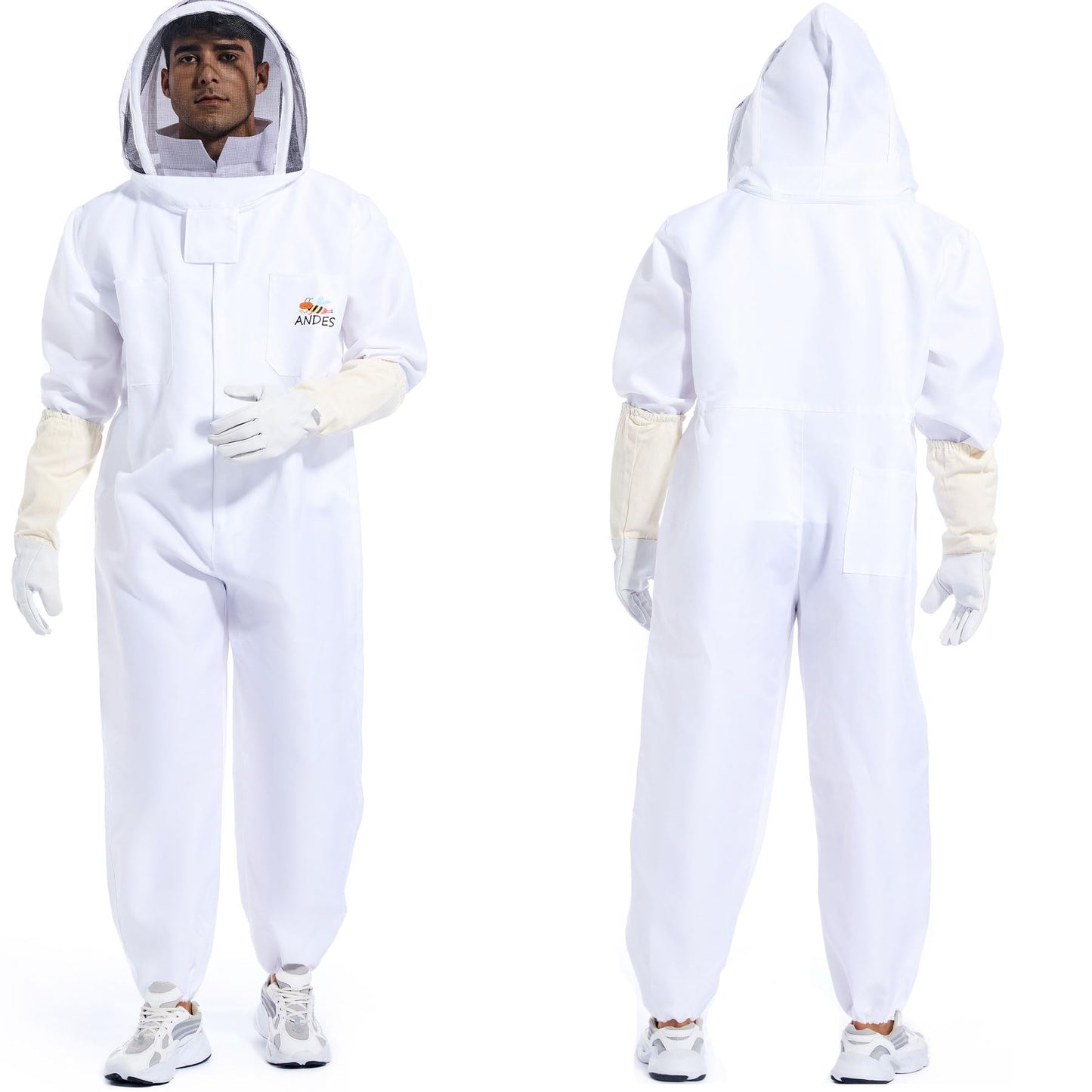 Bee Suit for Men Women Sting Proof, Polycotton Beekeeping Suit Beekeeper Costume&with Glove &Ventilated Hood, Bee Outfit for Backyard and beekeeping supplies (XXL)