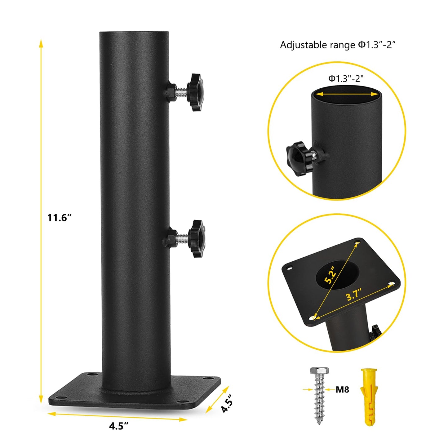 VANROUG Patio Umbrella Bases Heavy Duty Umbrella Holder Outdoor Umbrella Base Stand Mount Umbrella Clamp for Decks, Docks, Patios, Garden, Pontoons, Picnic Tables (1)