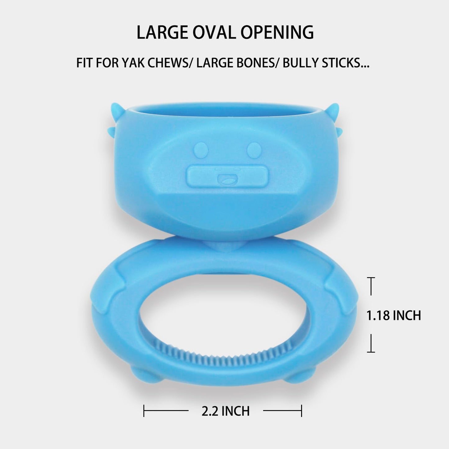 BoniVet Yak Chew Holder for Dogs, Large Bone Holder, Prevent Choking Safety Device (Blue)